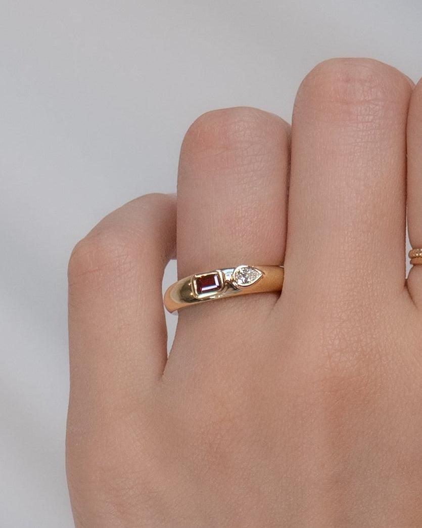 Arden Diamond Garnet Dome Ring