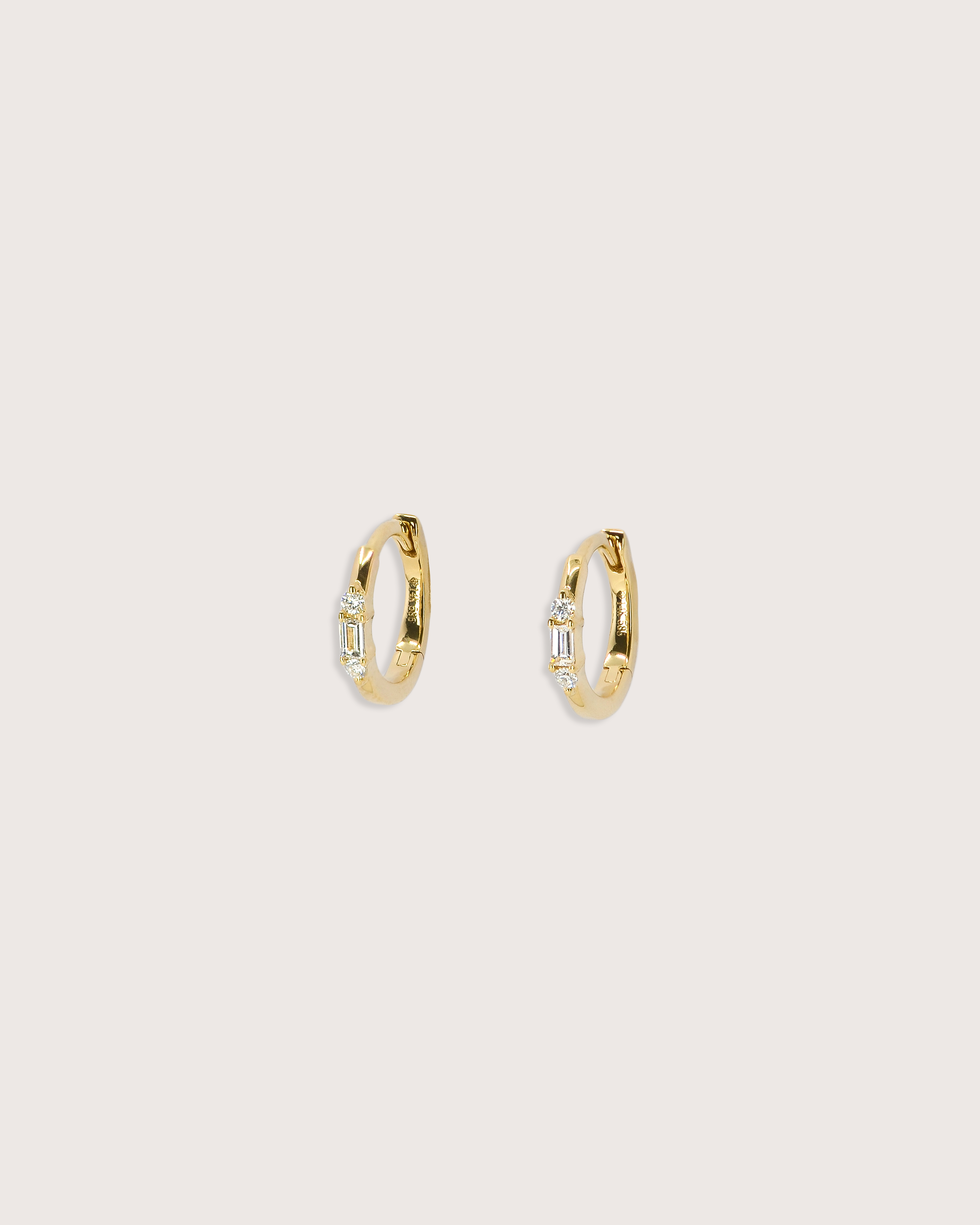 Orion Baguette Diamond Huggie Earrings