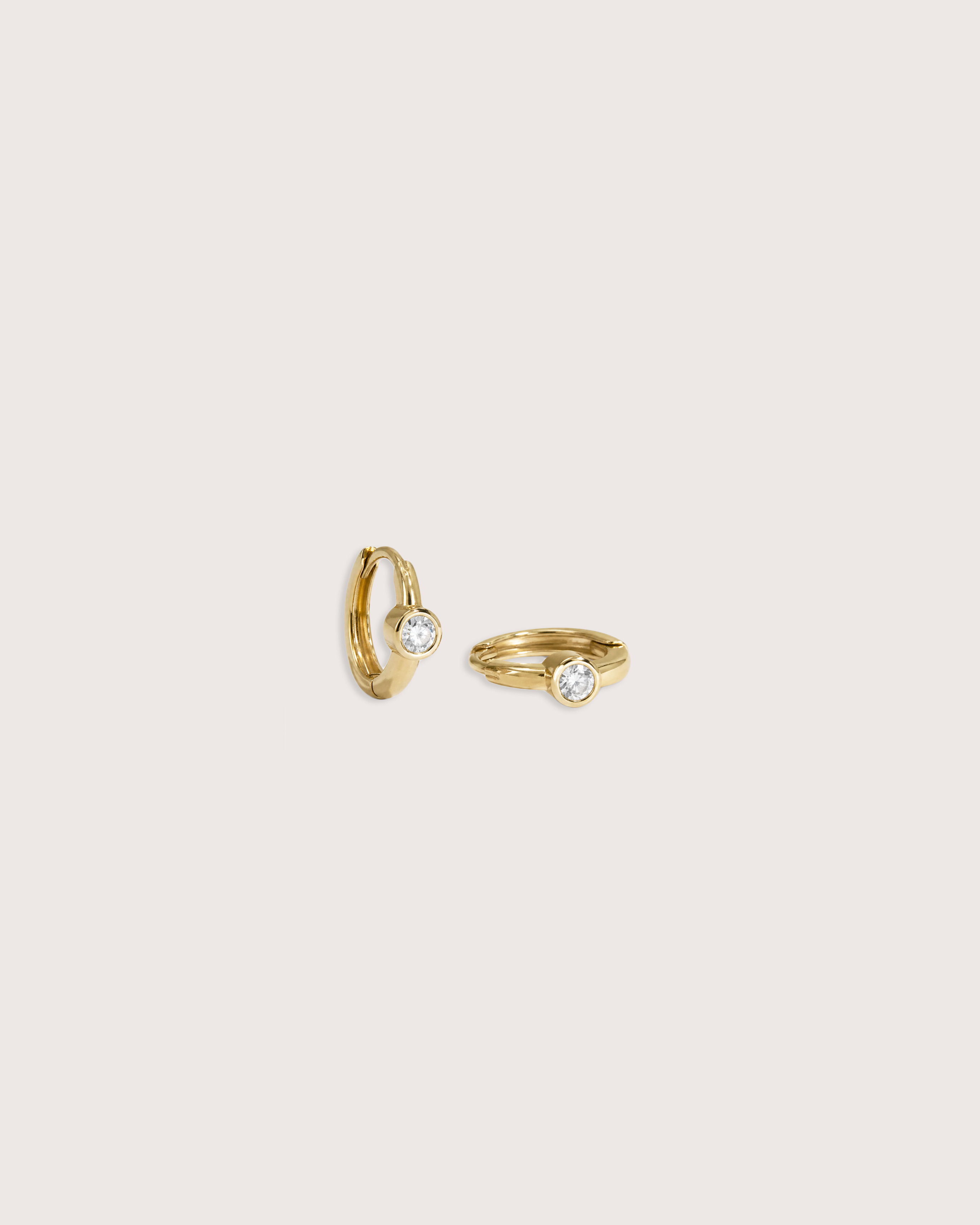 Bezel Diamond Huggie Earrings