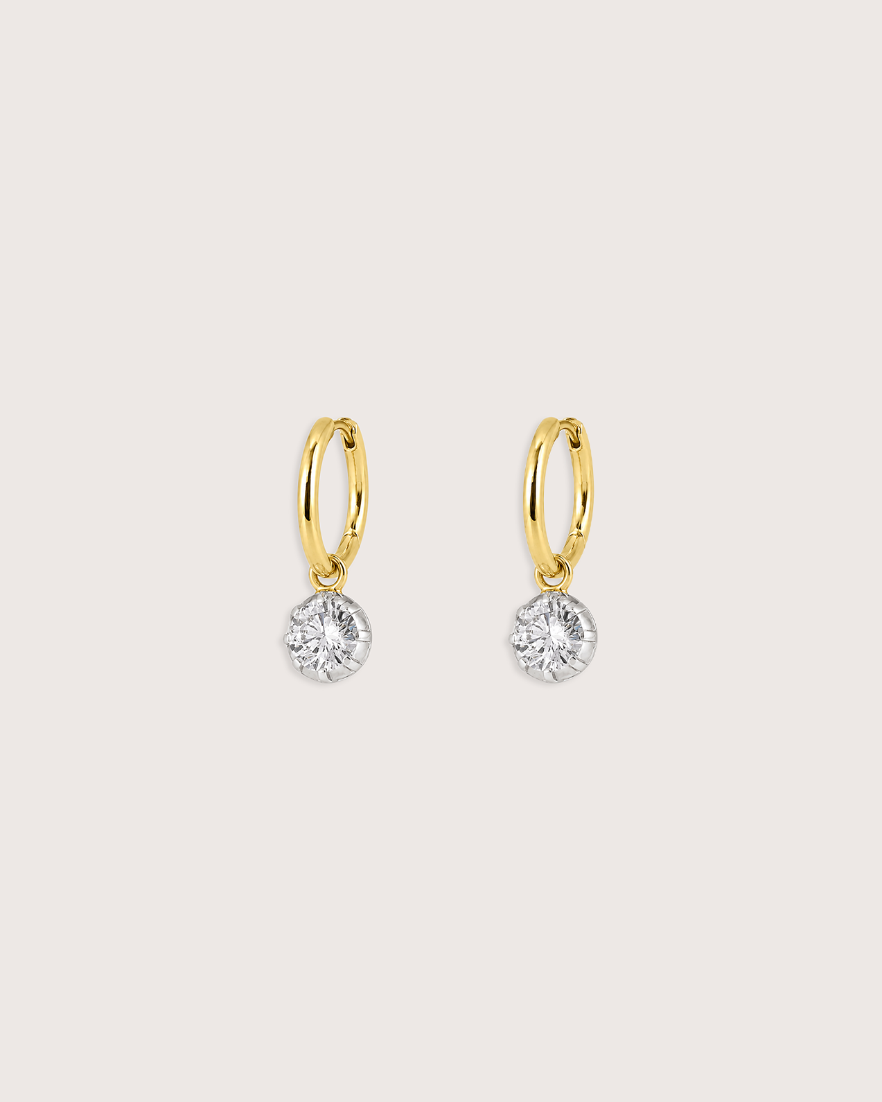 Camille Round Diamond Drop Huggies