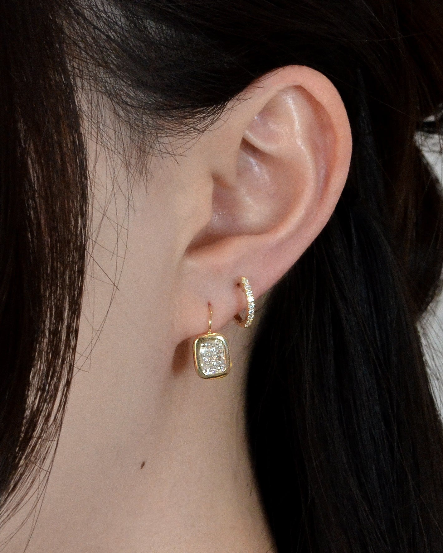 Diamond Bezel Drop Earrings