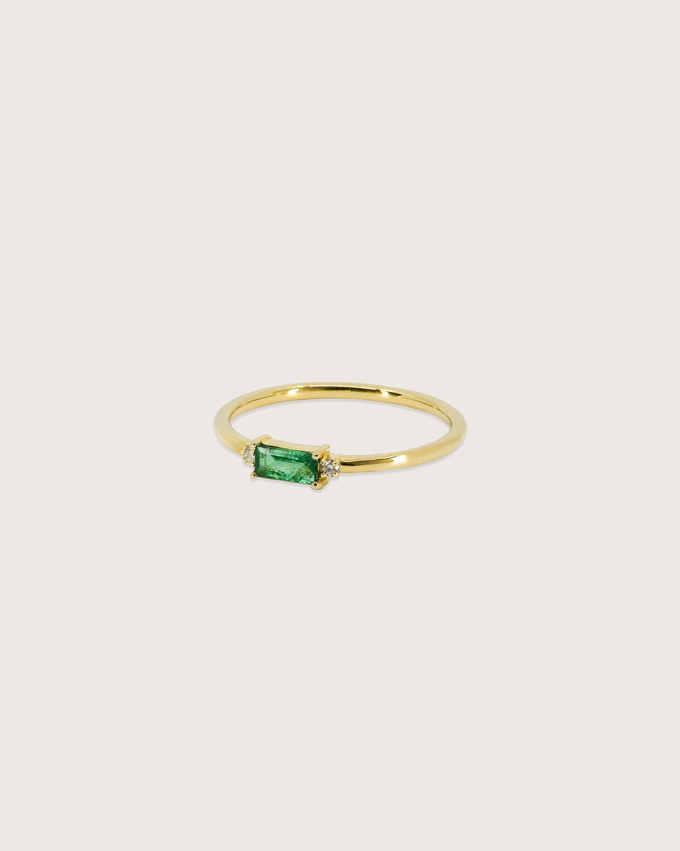 Eden East-West Emerald Accent Ring