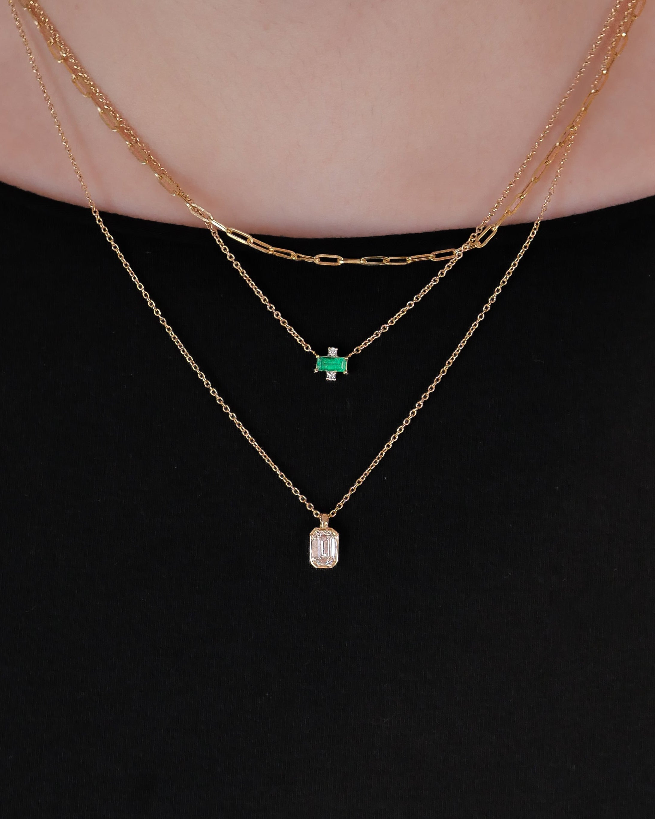 Eden East-West Emerald Diamond Necklace