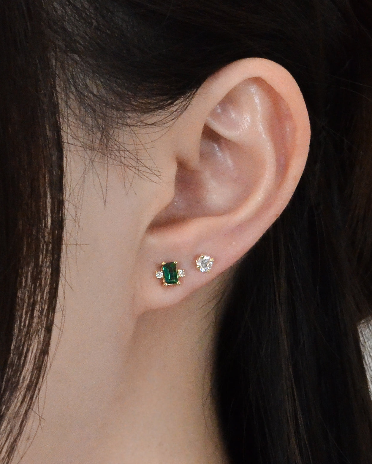 Eden Emerald Diamond Stud Earrings