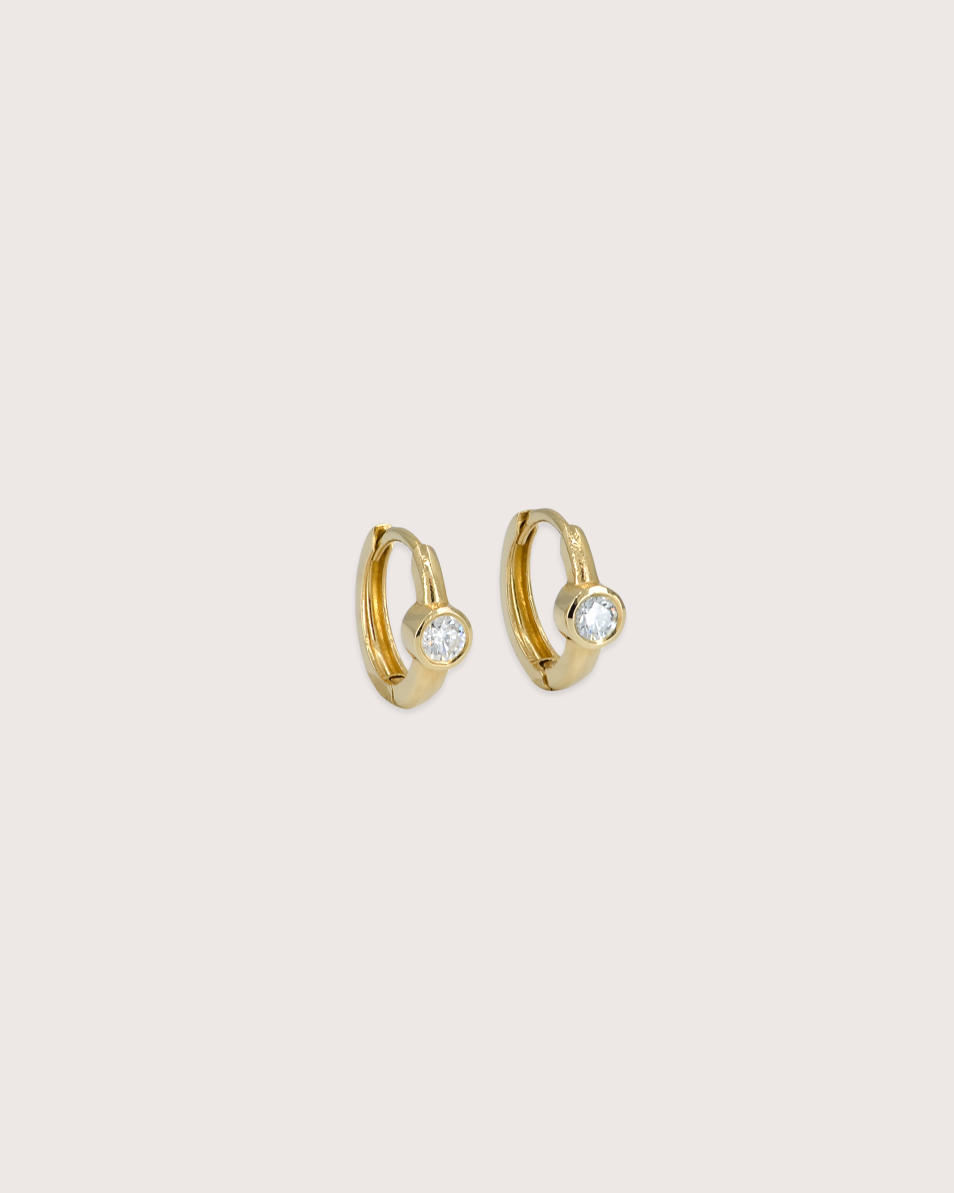 Bezel Diamond Huggie Earrings