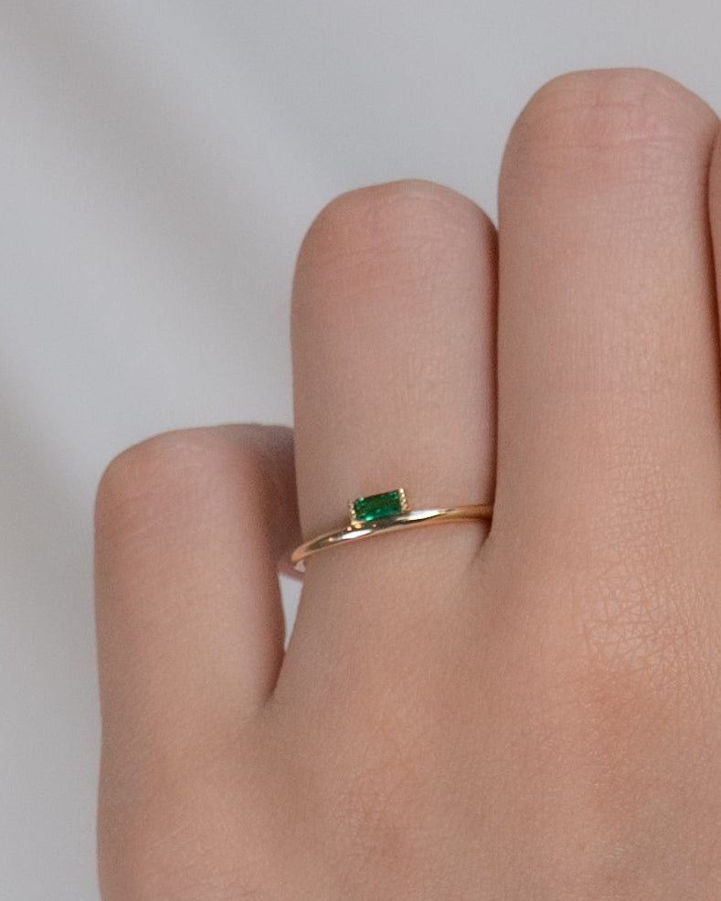 Gemma Emerald Stacker Ring