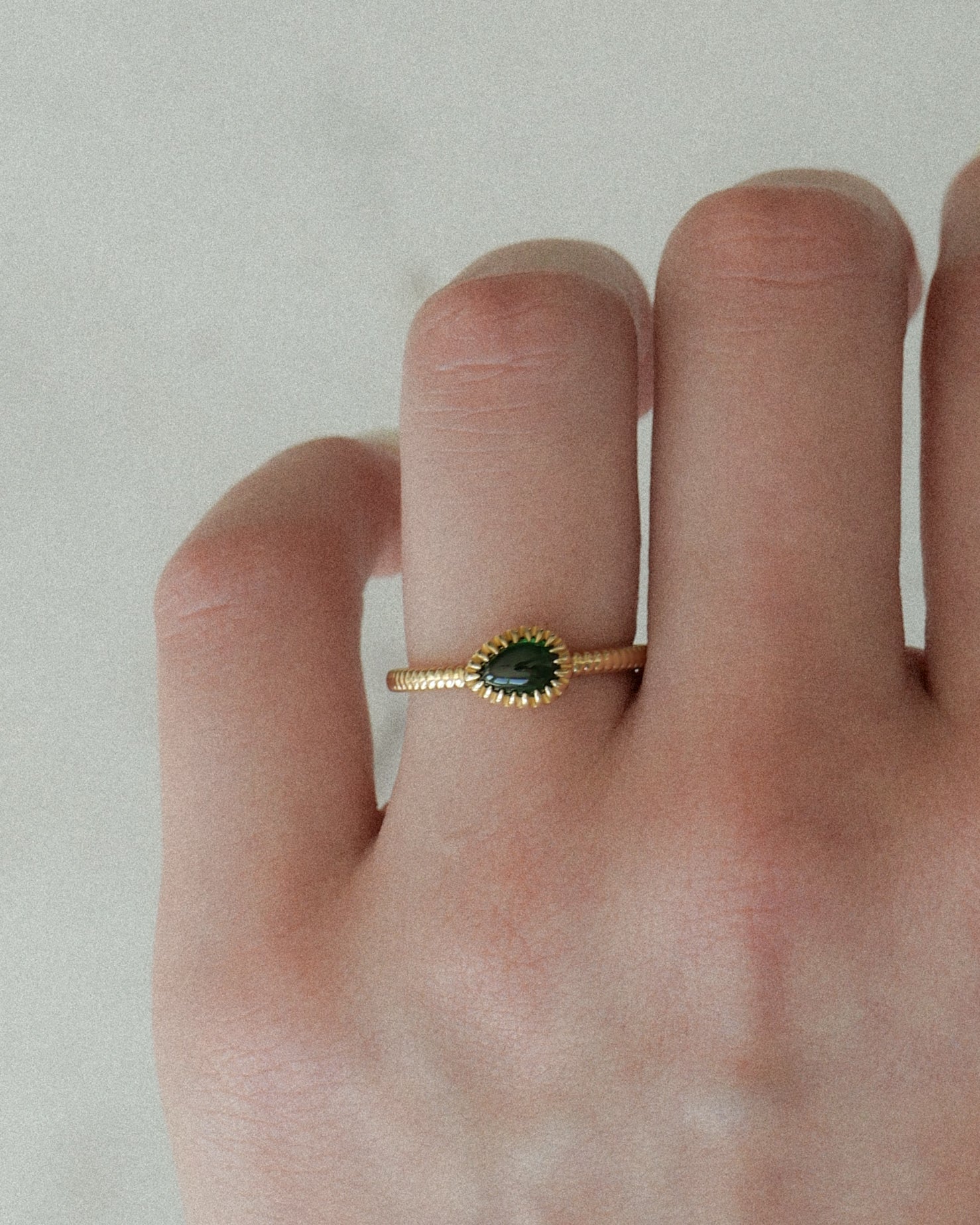 Josie Pear Emerald Ring