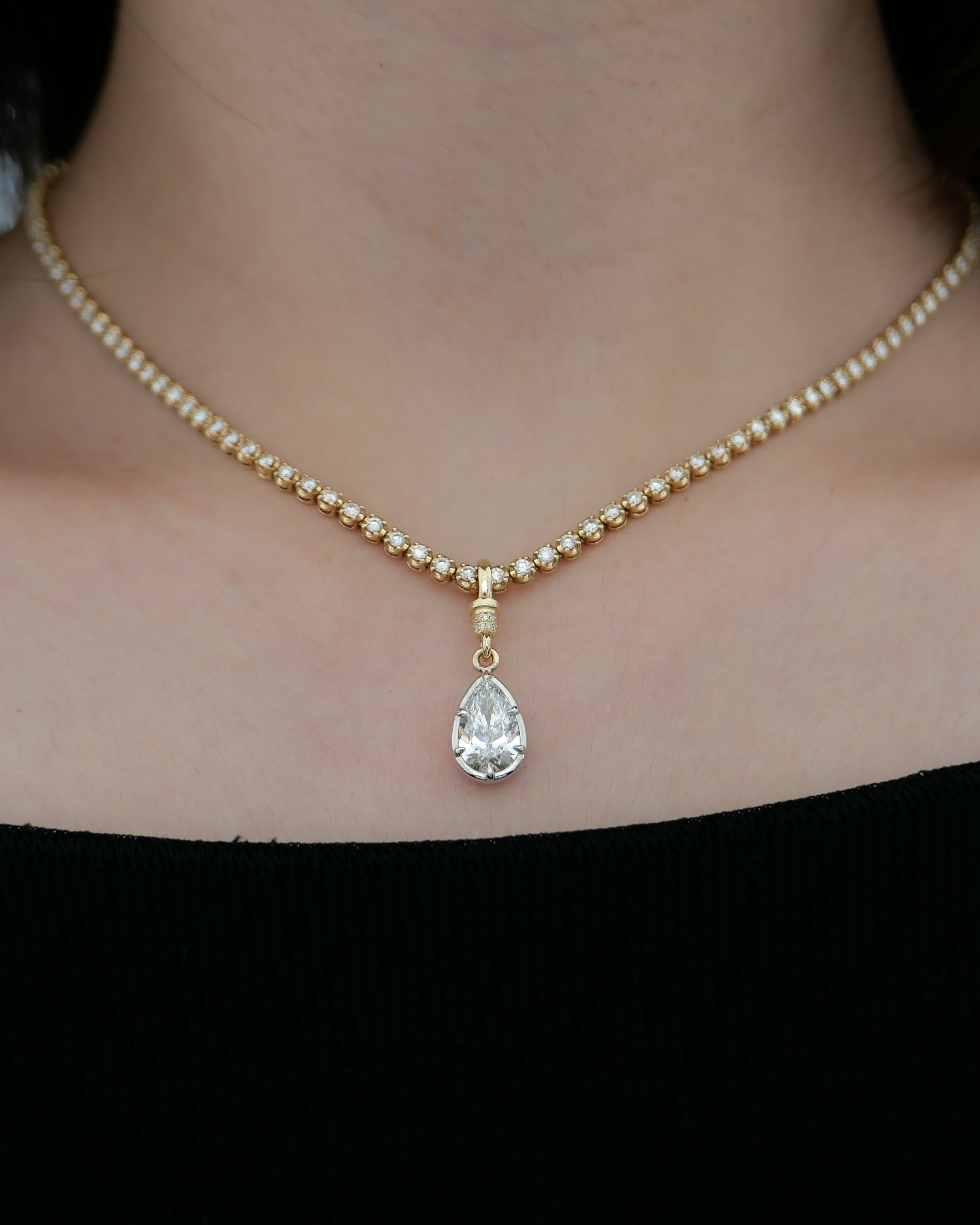 Georgian Pear Diamond Drop Pendant