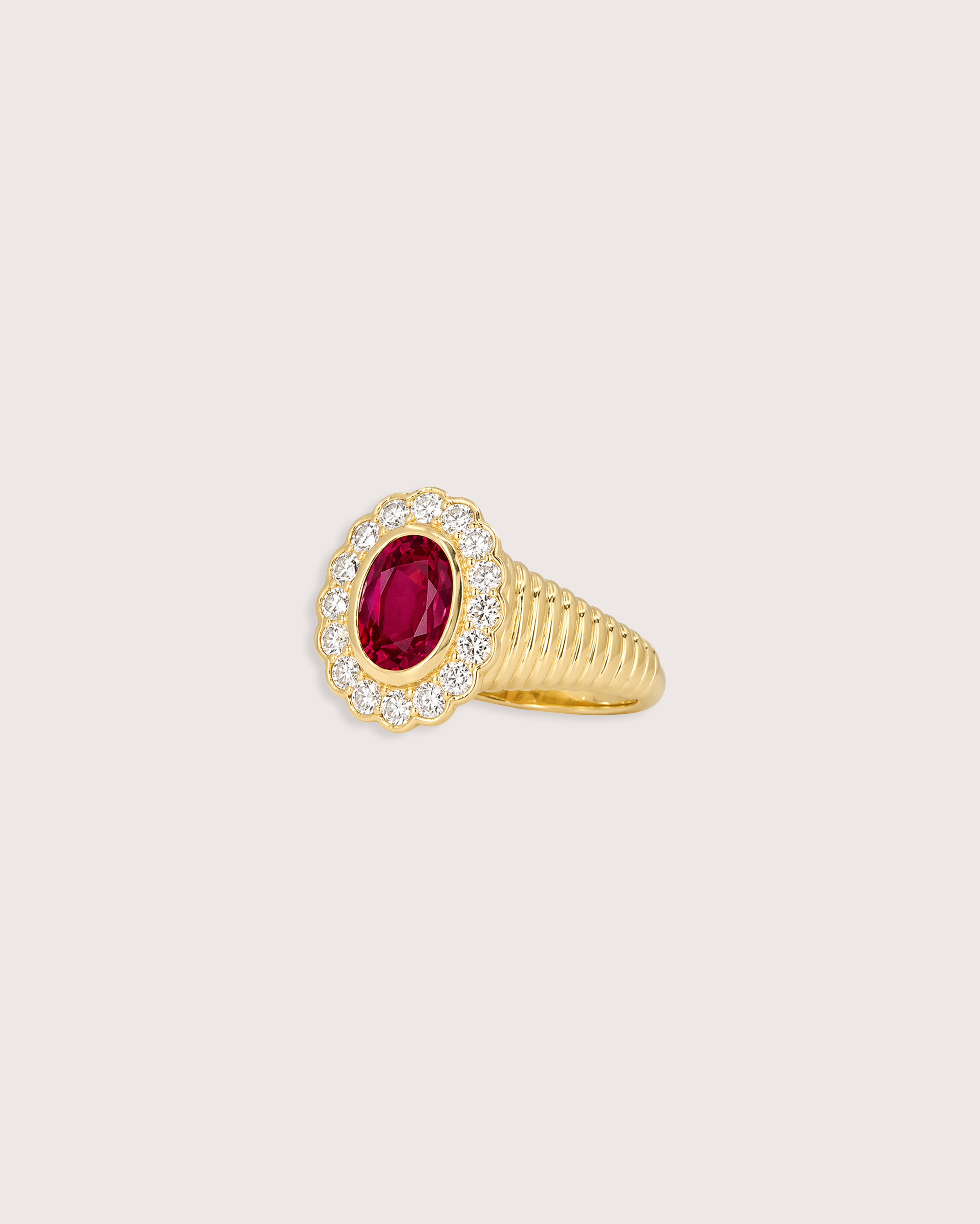 Nora Halo Signet Ring in Ruby