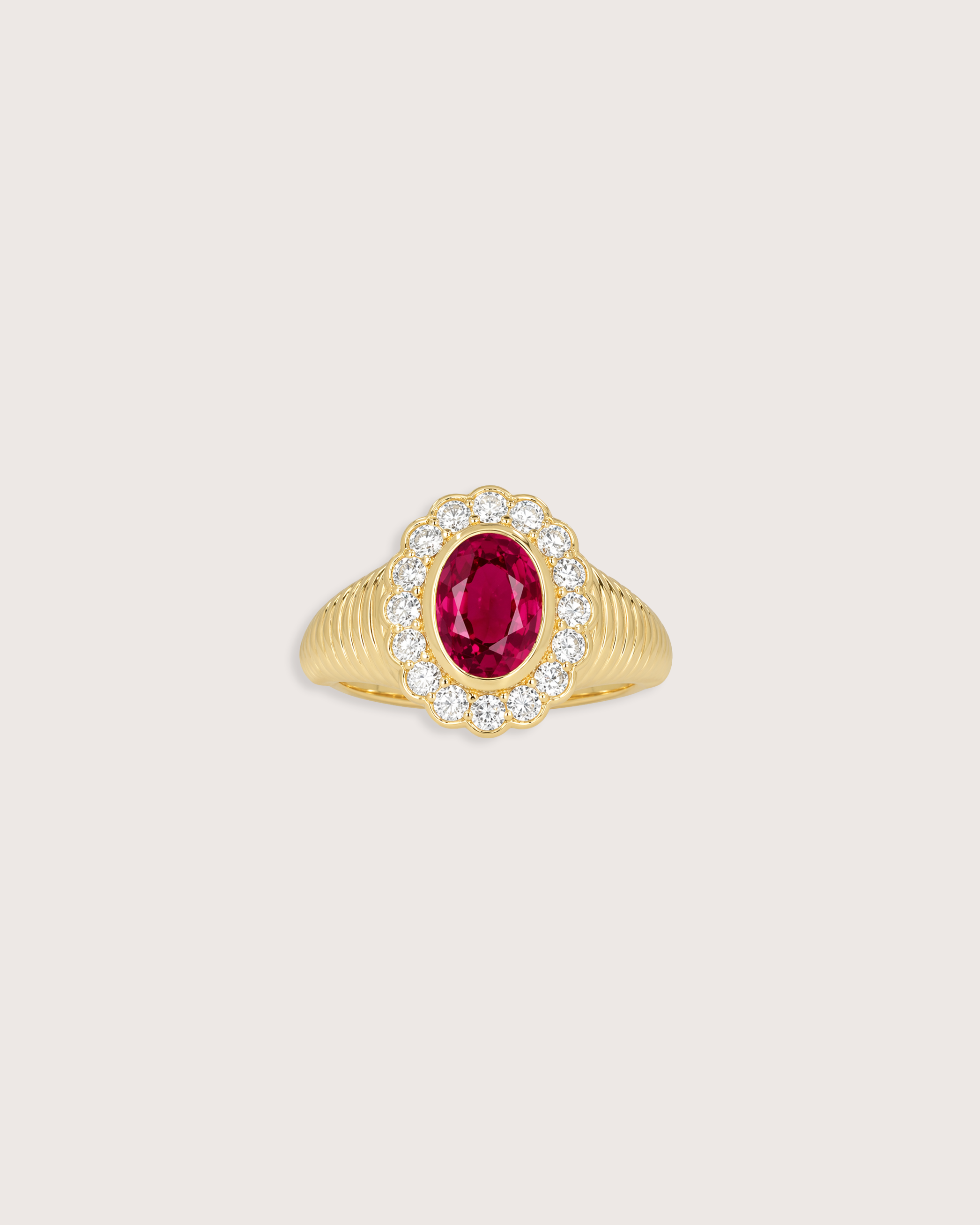 Nora Halo Signet Ring in Ruby