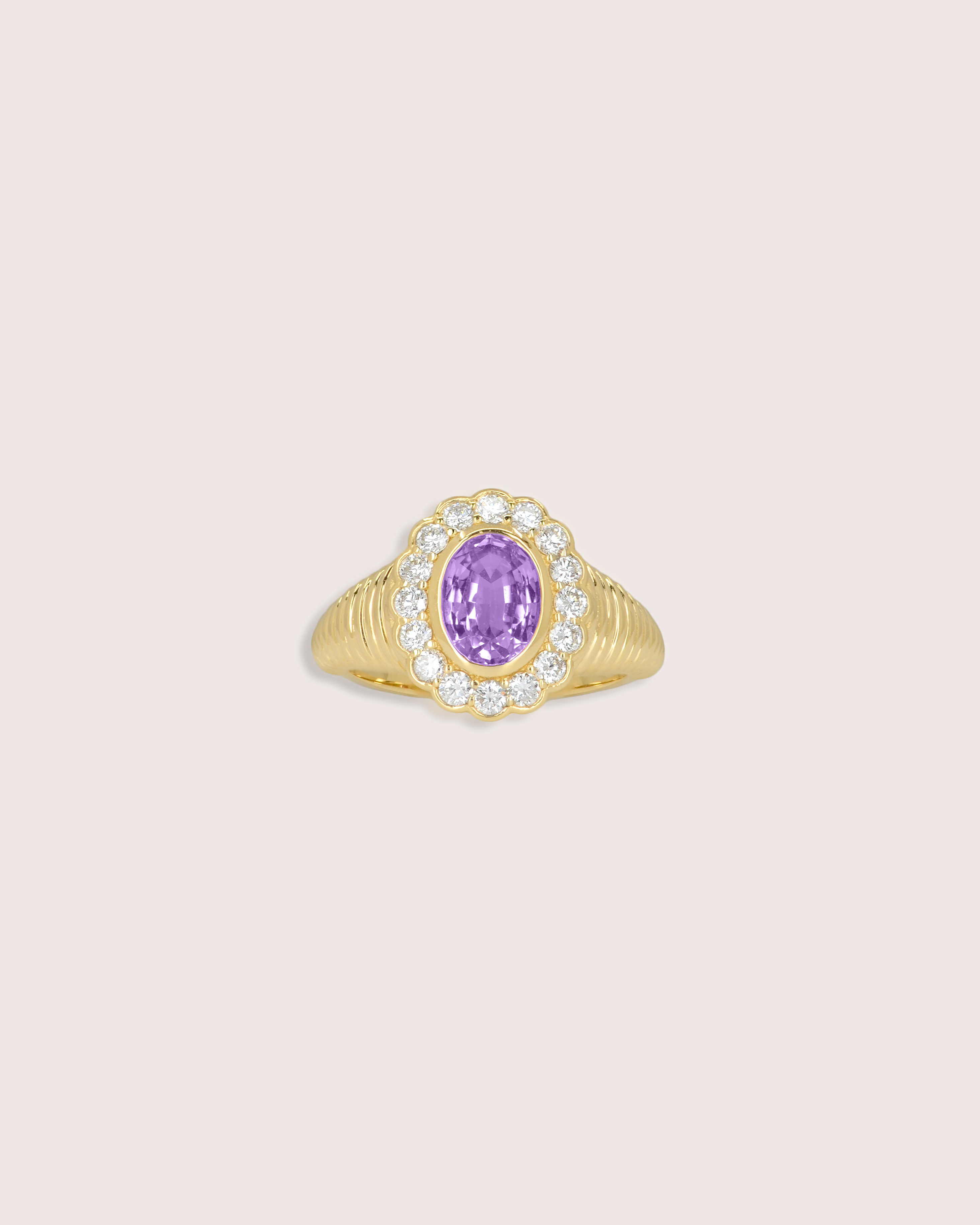 Nora Halo Signet Ring in Amethyst