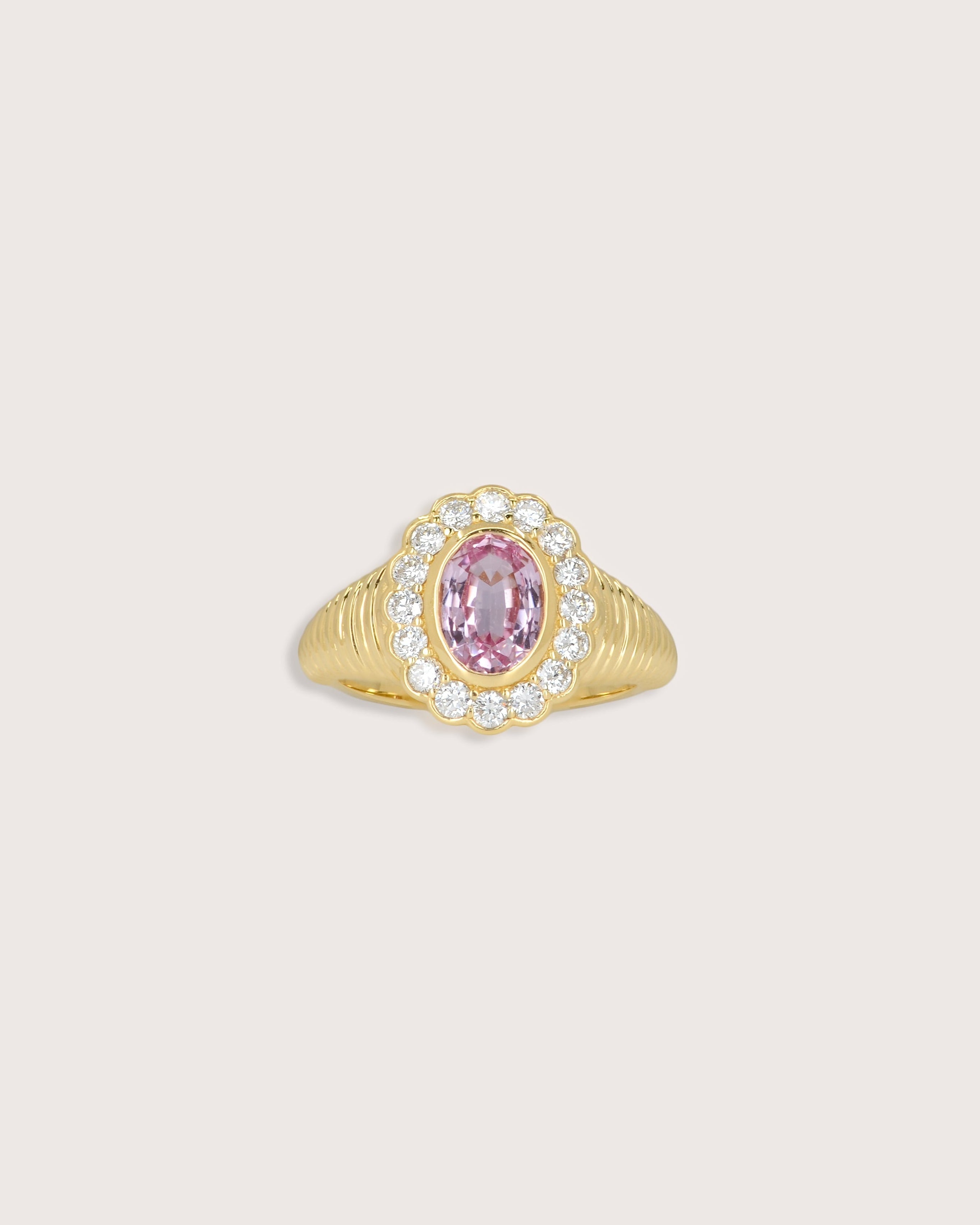 Nora Halo Signet Ring in Pink Sapphire