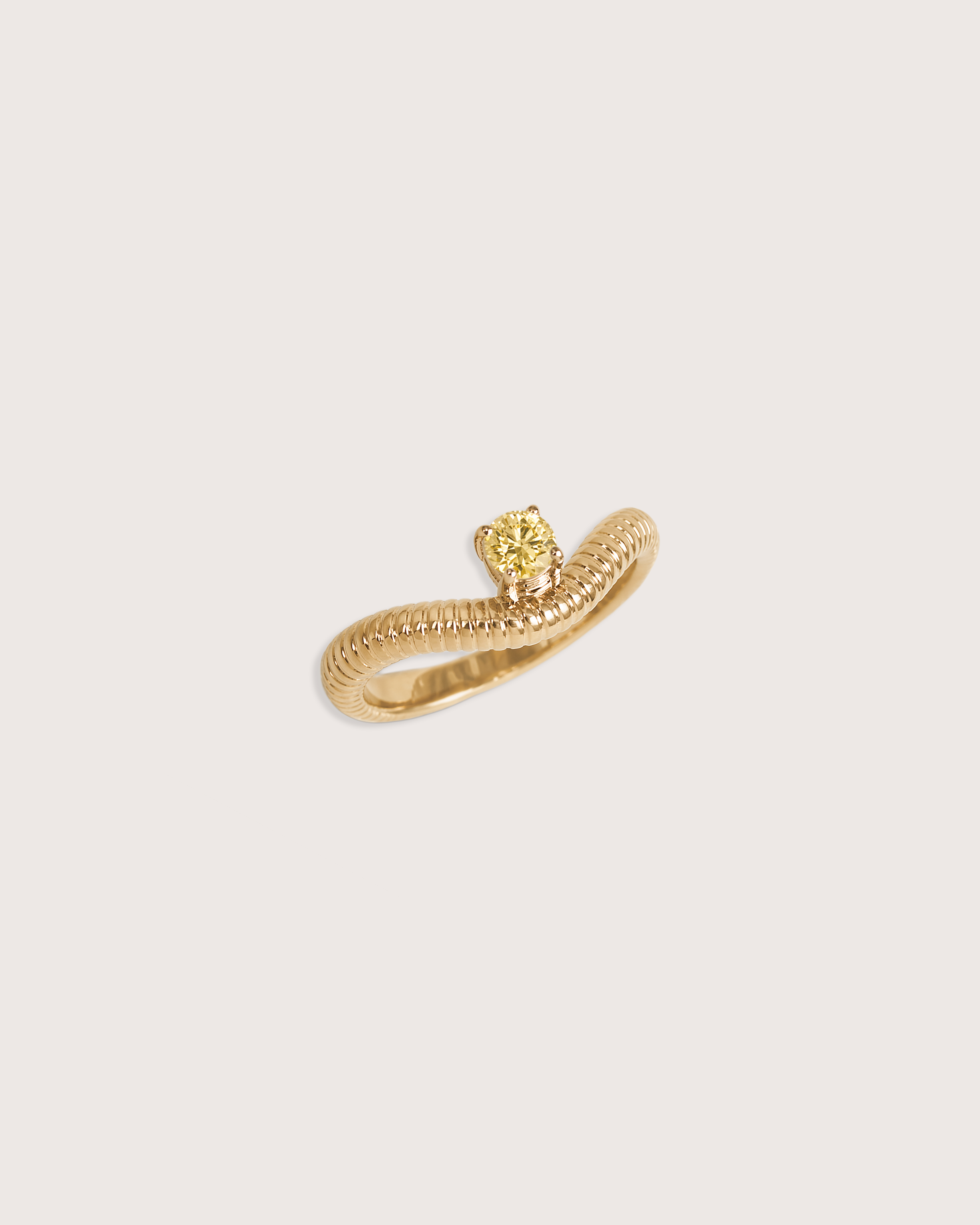 Nora Curved Ring in Yellow Diamond