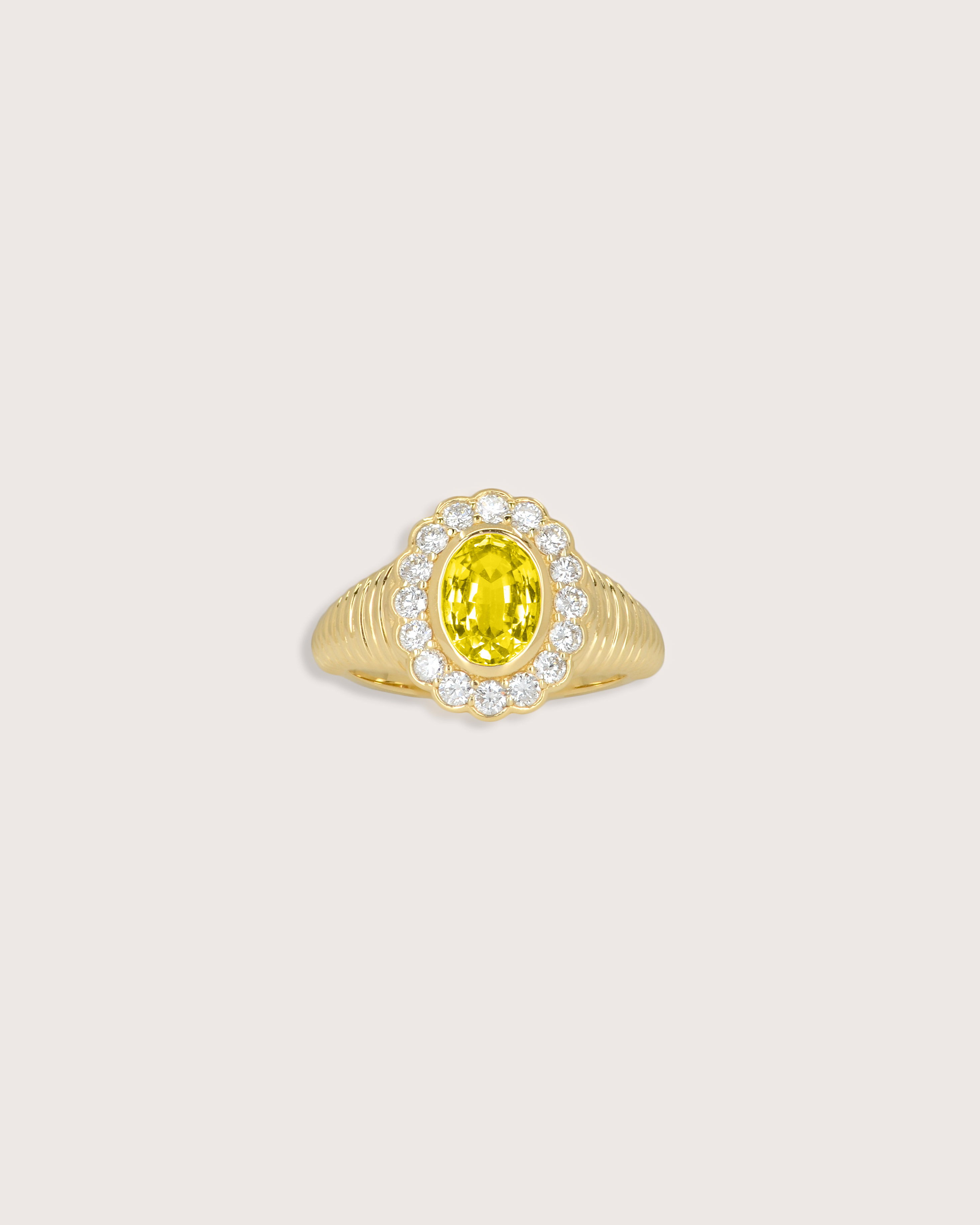 Nora Halo Signet Ring in Yellow Sapphire