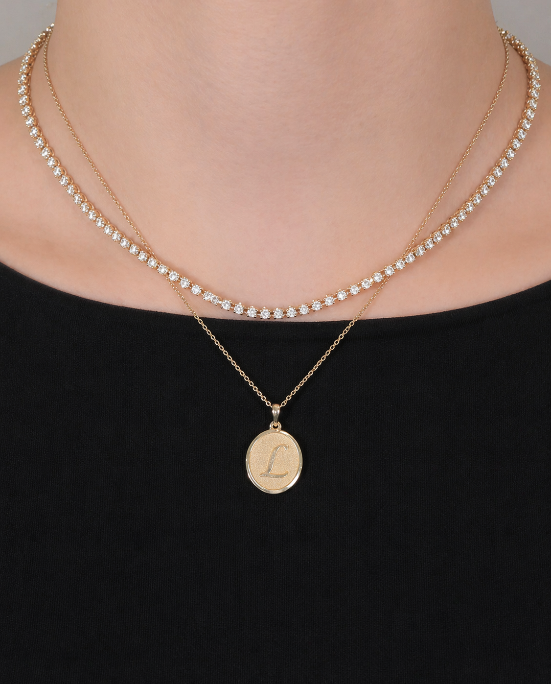 Round Diamond Tennis Necklace
