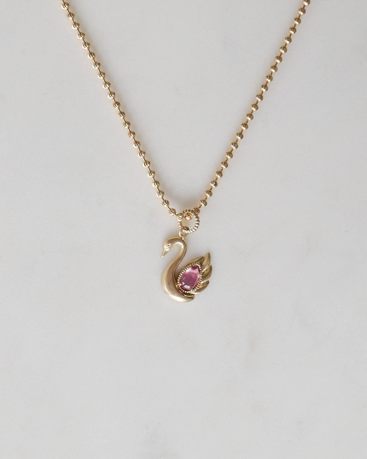 The Odette Swan Pendant in Pink Tourmaline - One of One