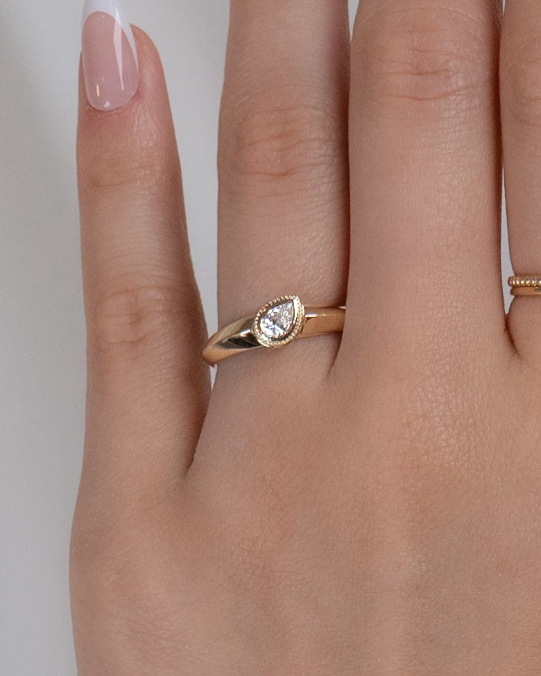 Amara Vintage Pear Diamond Ring