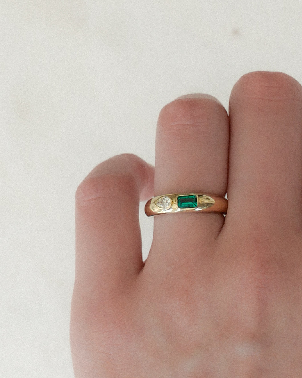 Arden Diamond Emerald Dome Ring