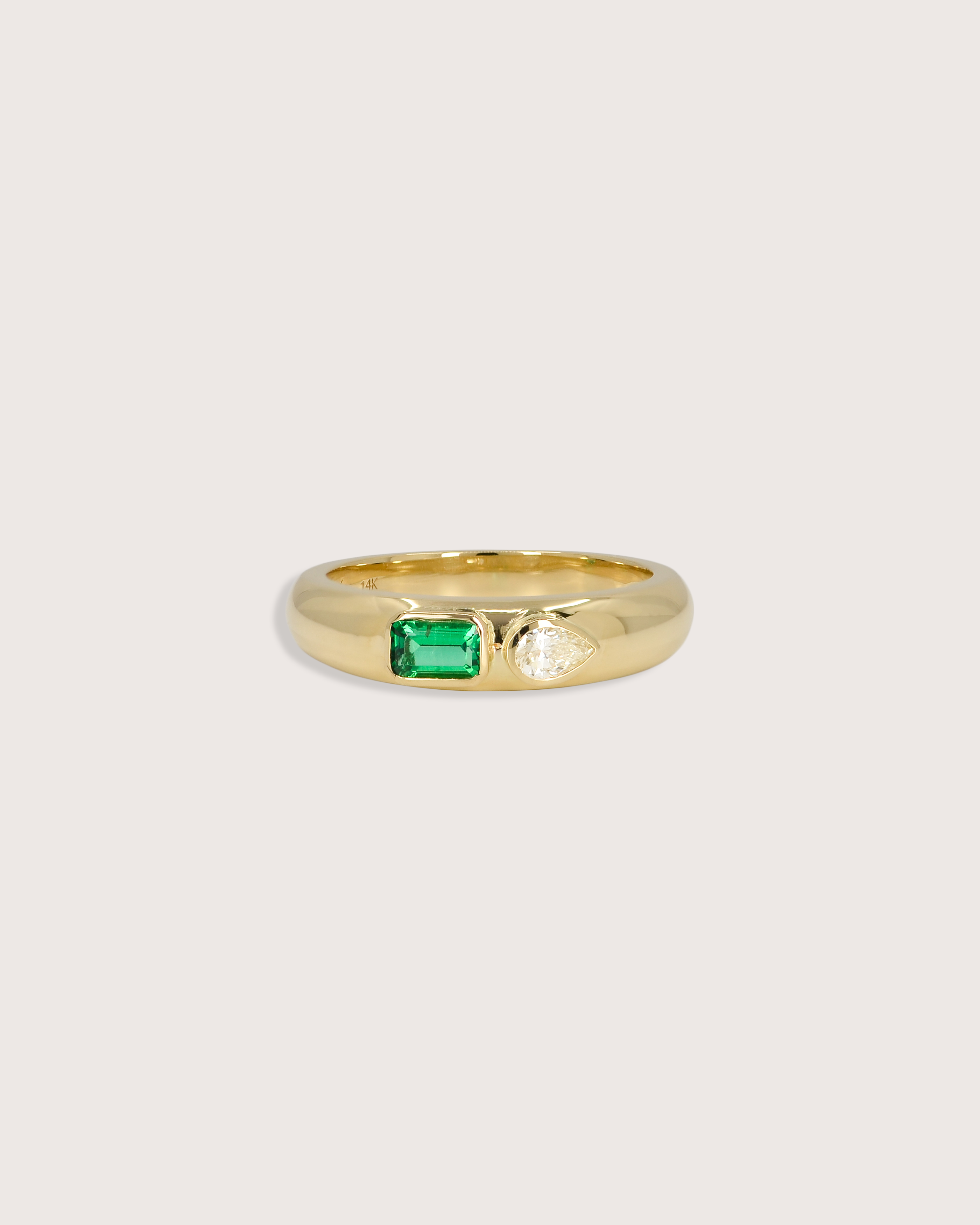 Arden Diamond Emerald Dome Ring