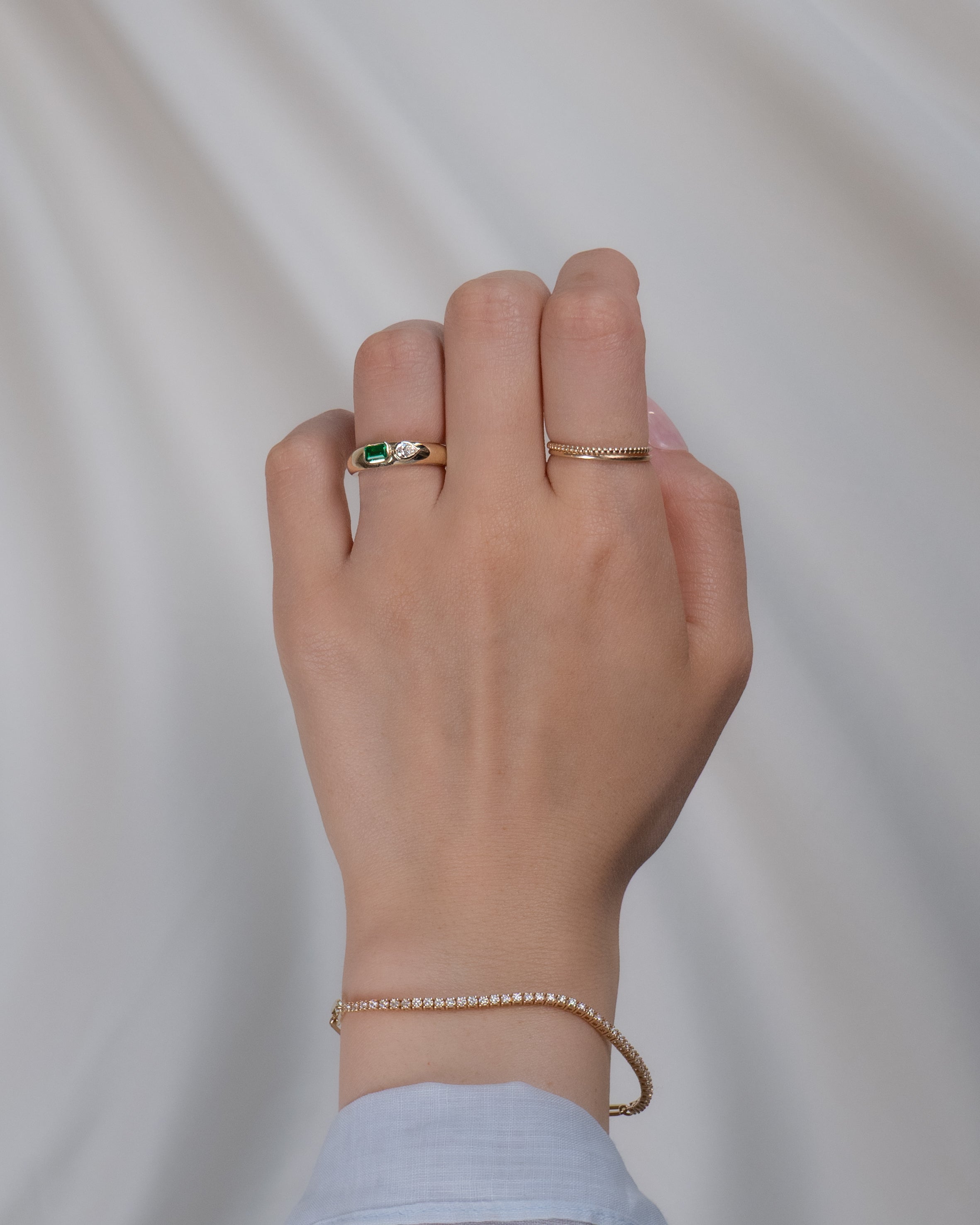 Arden Diamond Emerald Dome Ring