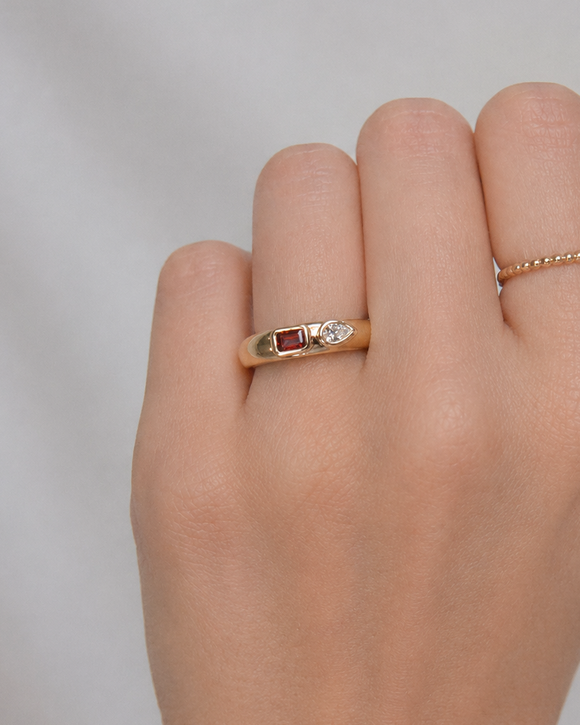 Arden Diamond Garnet Dome Ring