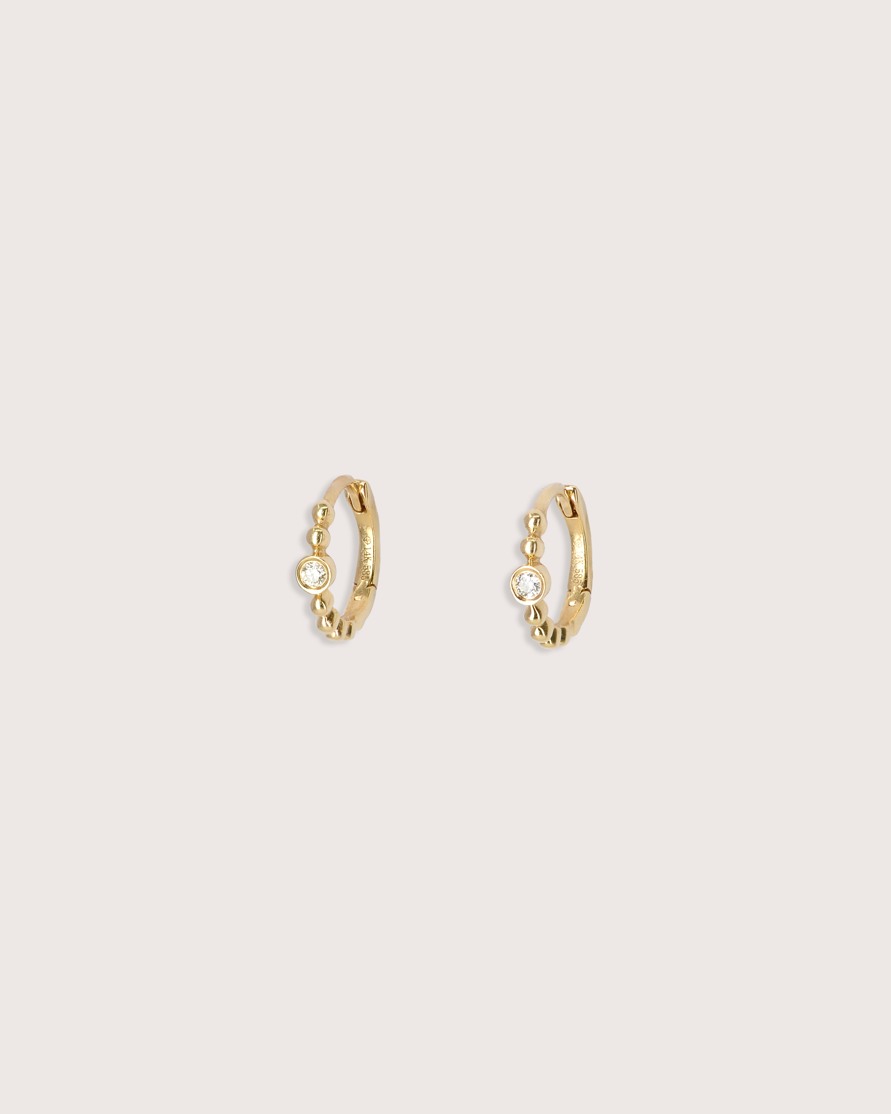 Luna Beaded Diamond Huggie Earrings