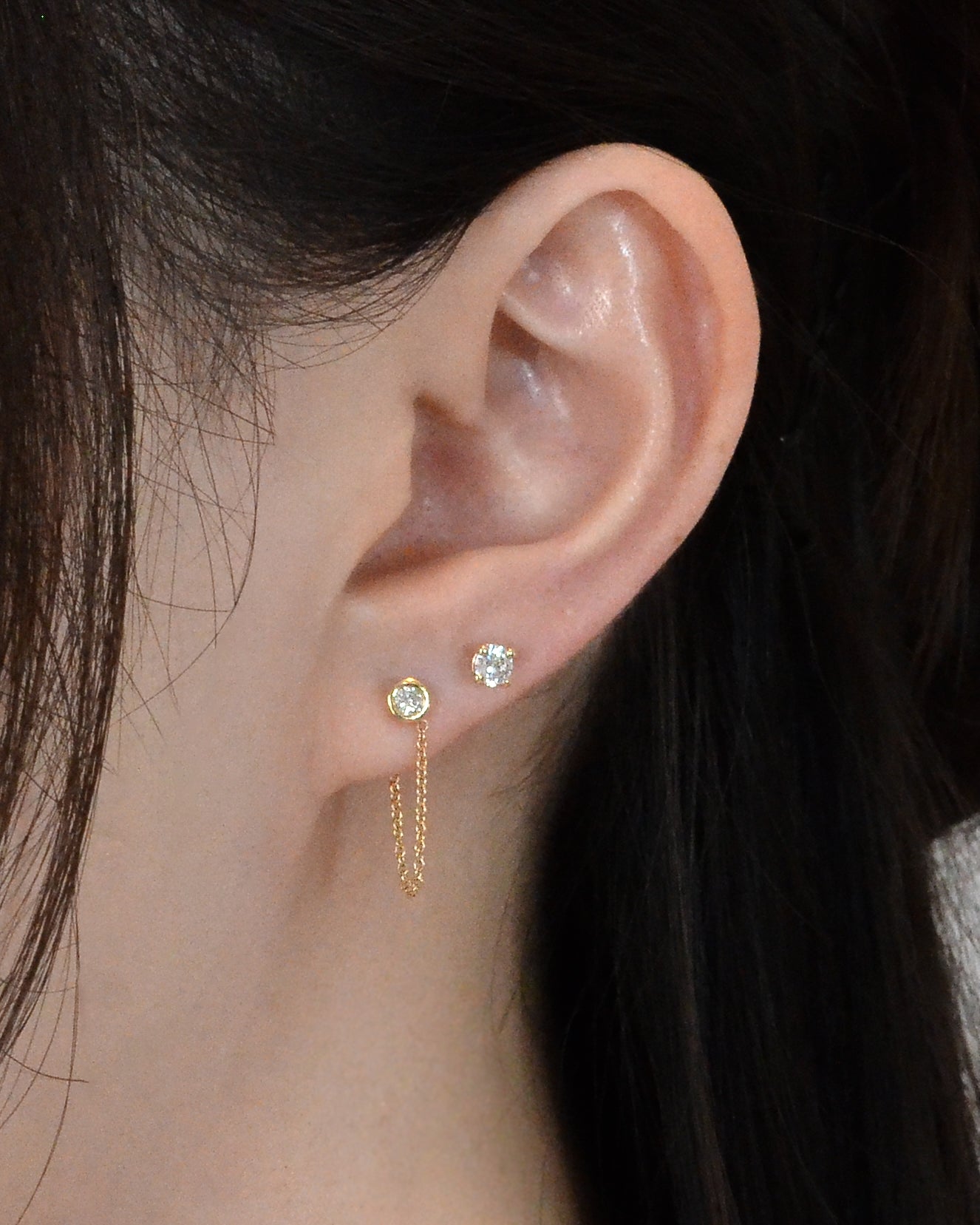 Diamond Drop Chain Earrings