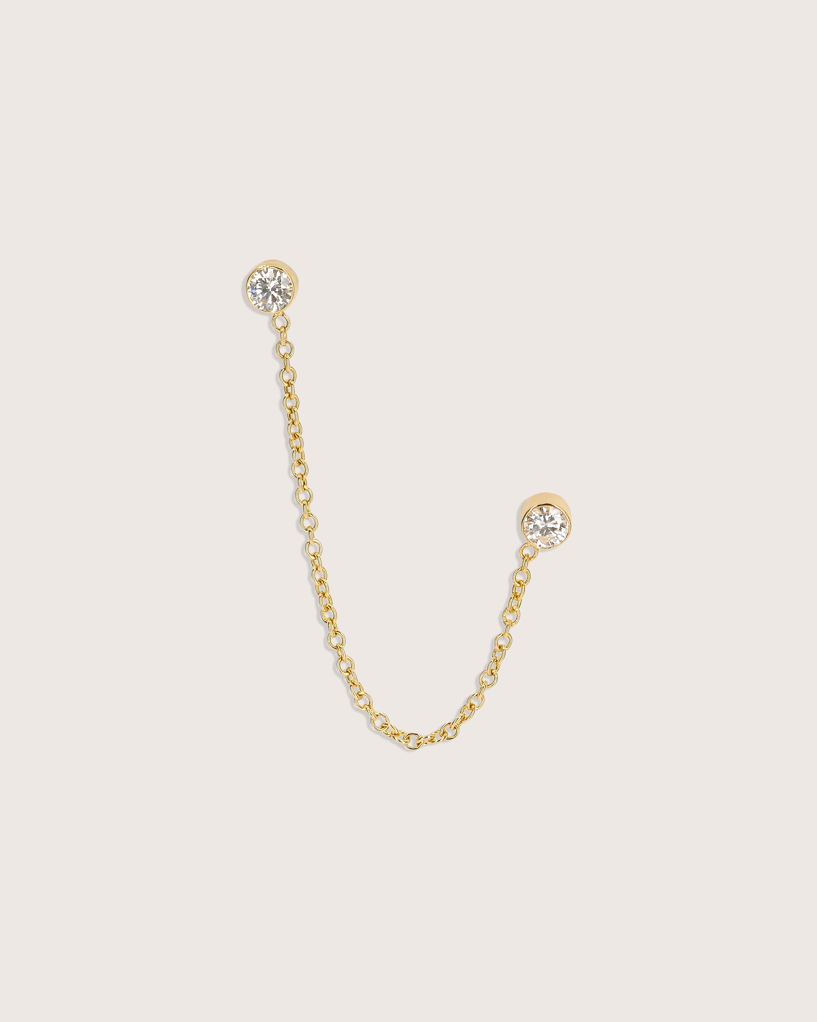 Diamond Stud Drop Chain Earrings
