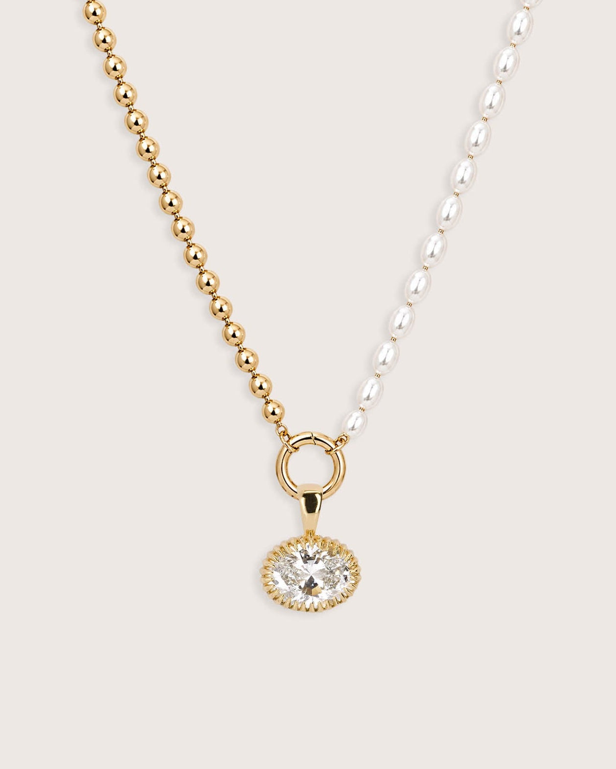 Duet Bead & Pearl Charm Holder Necklace