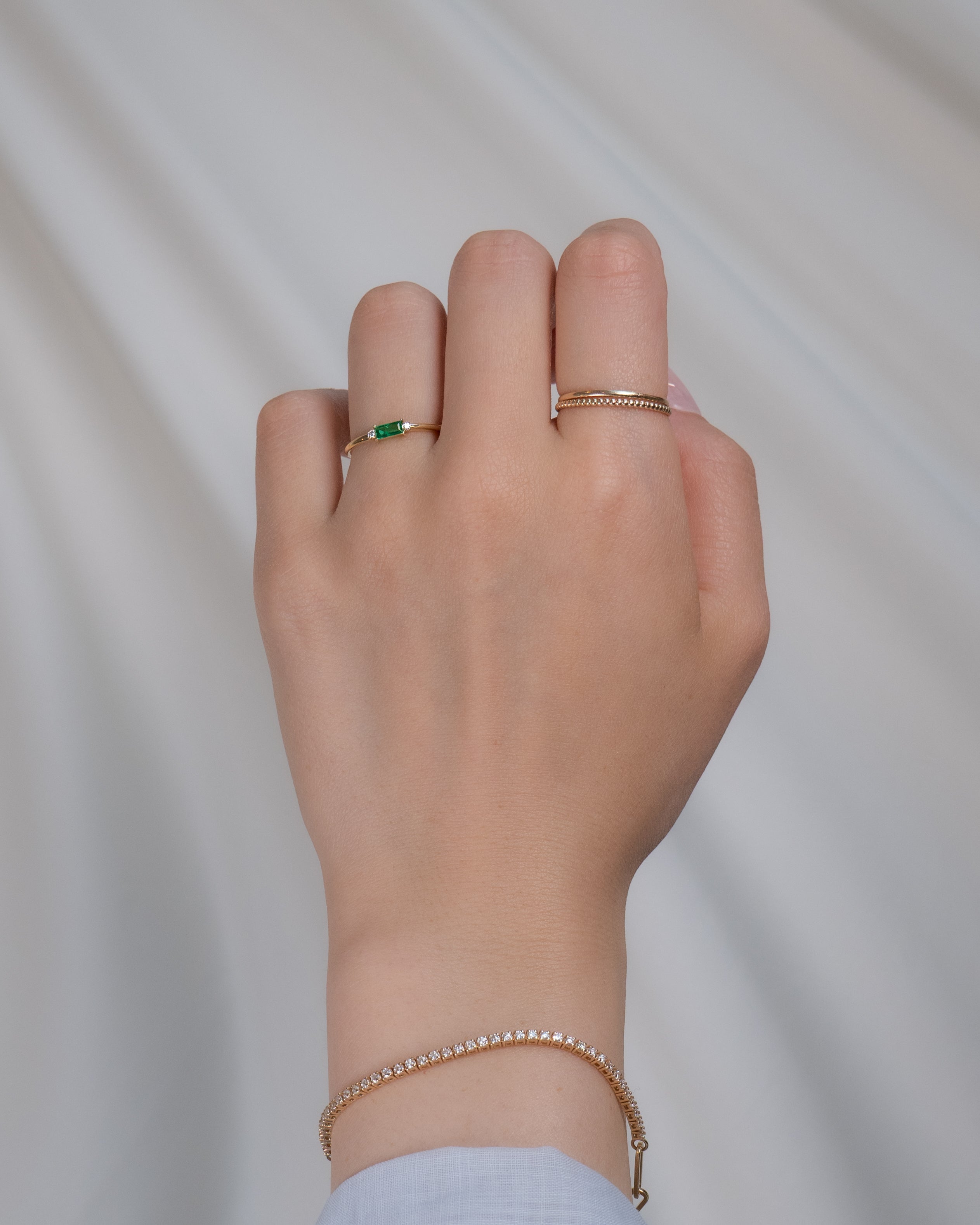 Eden East-West Emerald Accent Ring