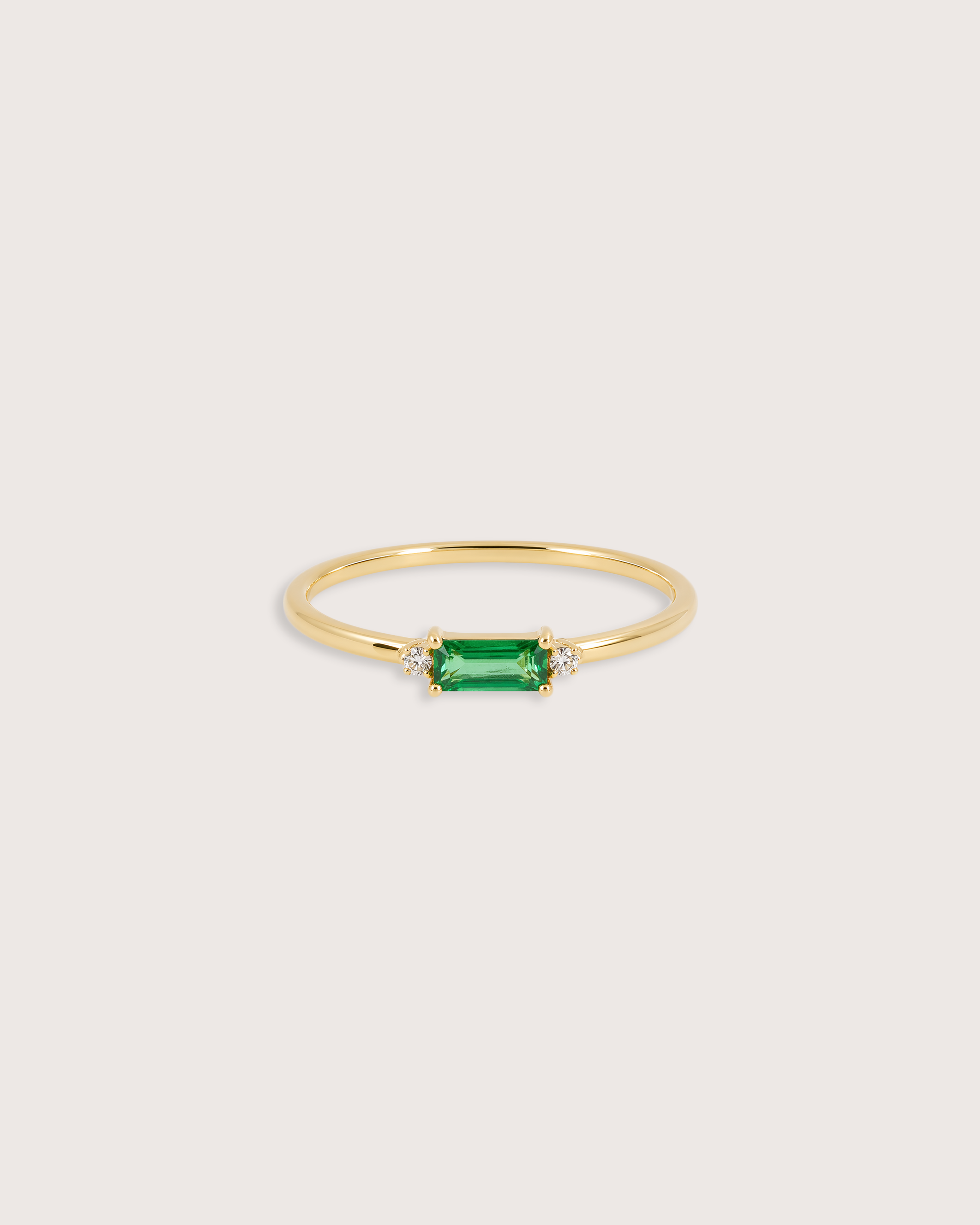Eden East-West Emerald Accent Ring