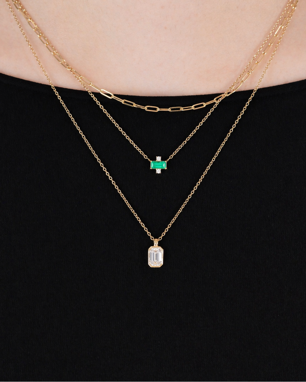 Eden East-West Emerald Diamond Necklace