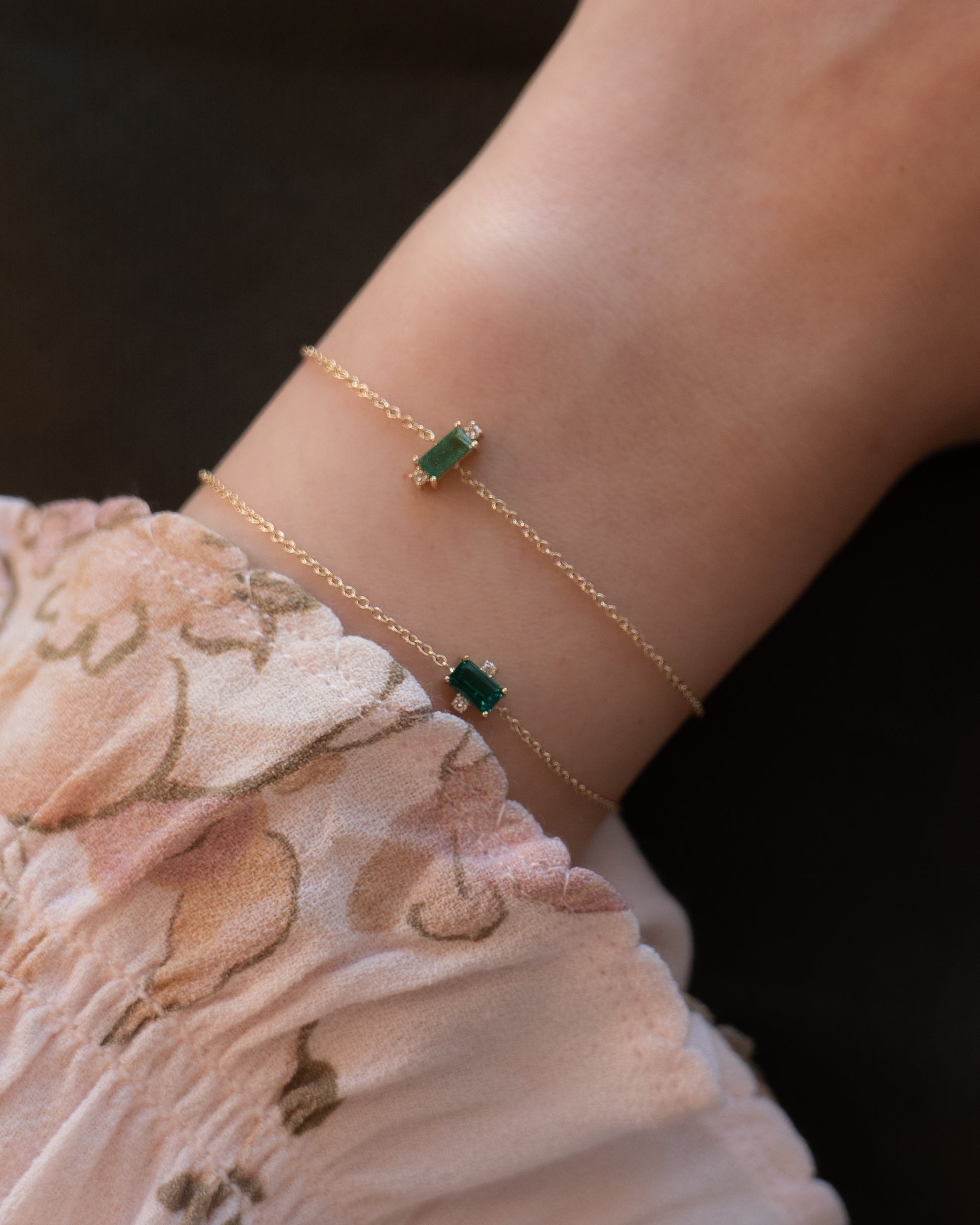 Eden East-West Emerald Diamond Bracelet