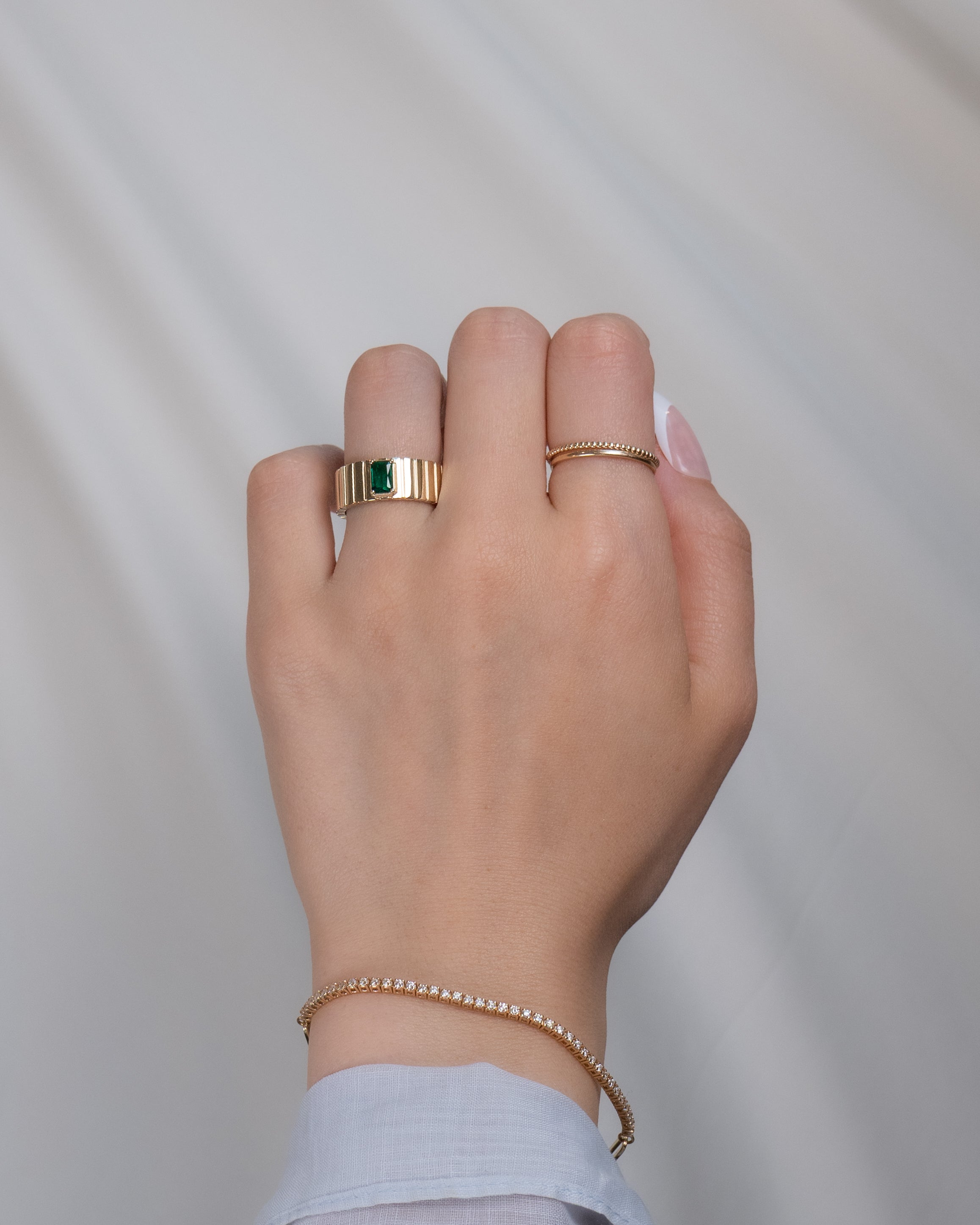 Eden Ribbed Emerald Ring