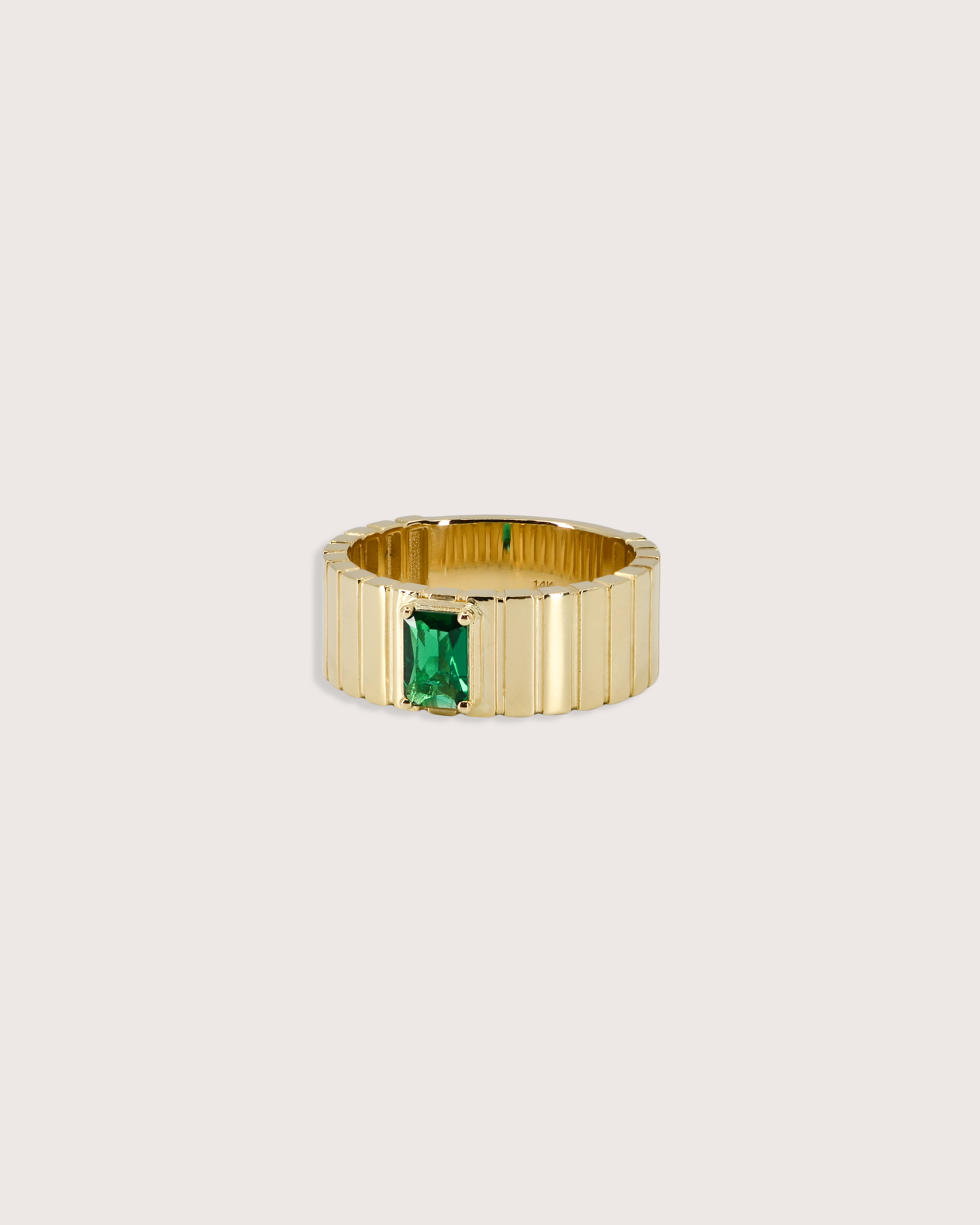 Eden Ribbed Emerald Ring