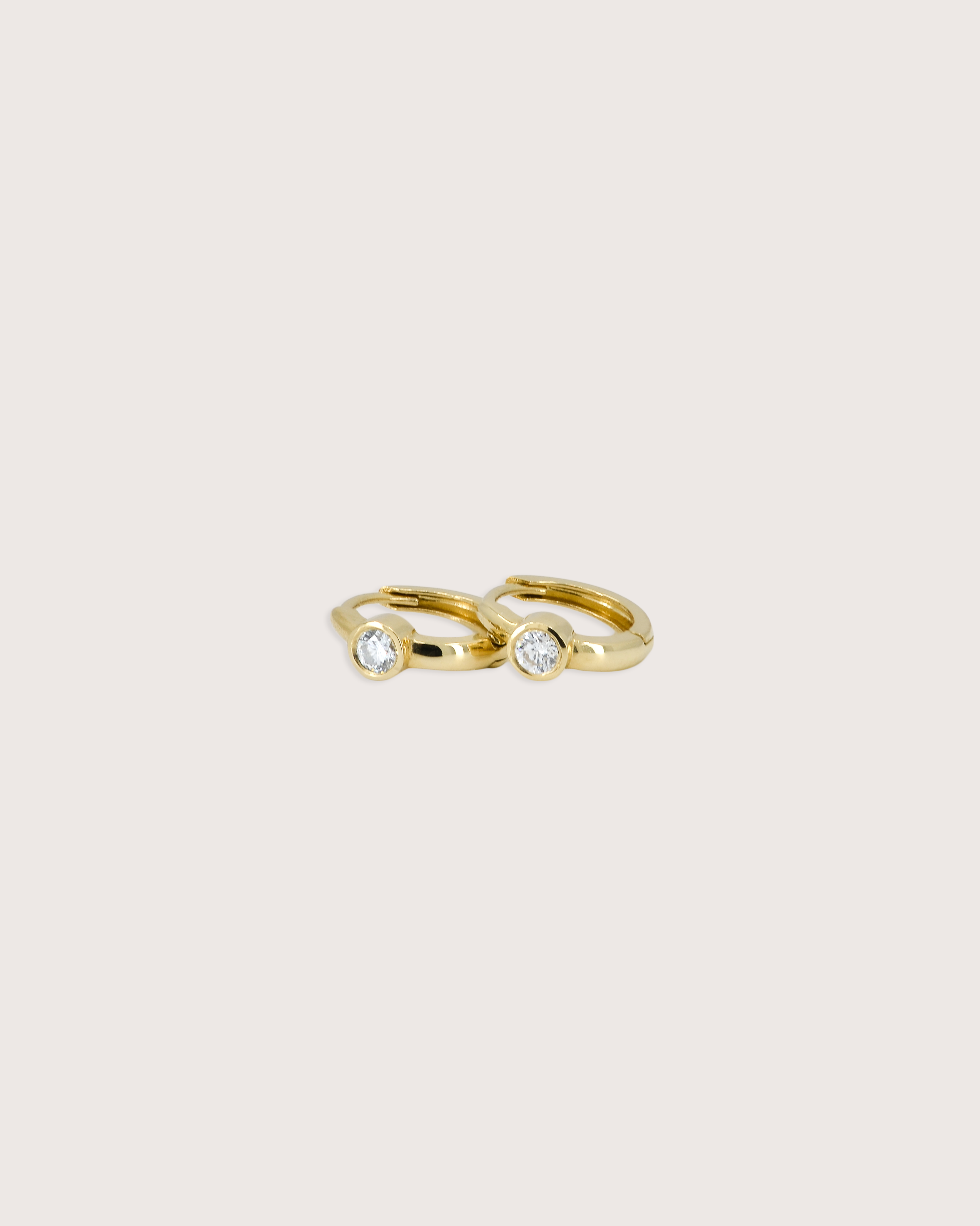 Bezel Diamond Huggie Earrings
