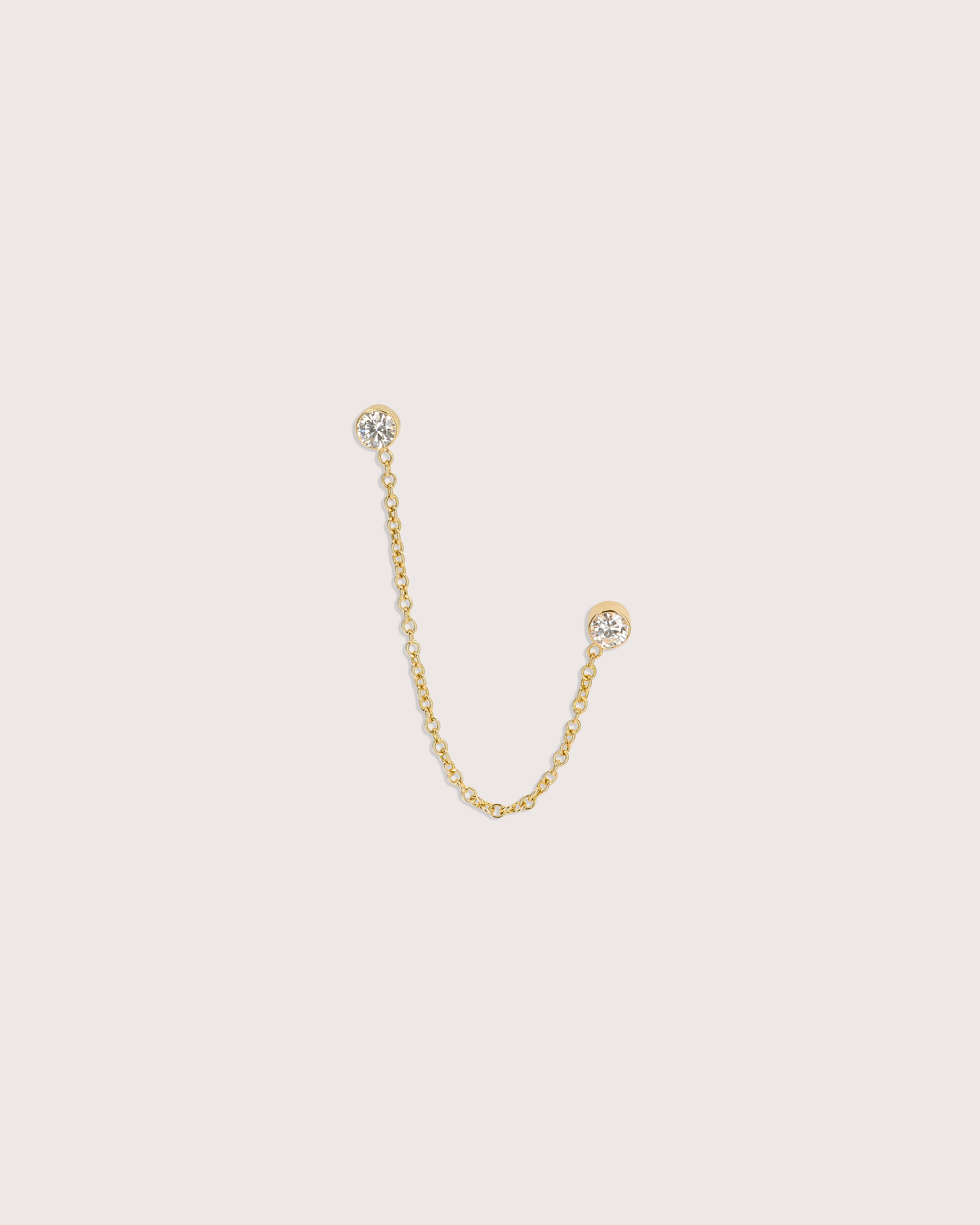 Diamond Stud Drop Chain Earrings
