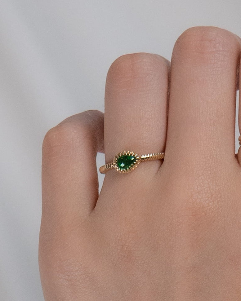 Josie Pear Emerald Ring