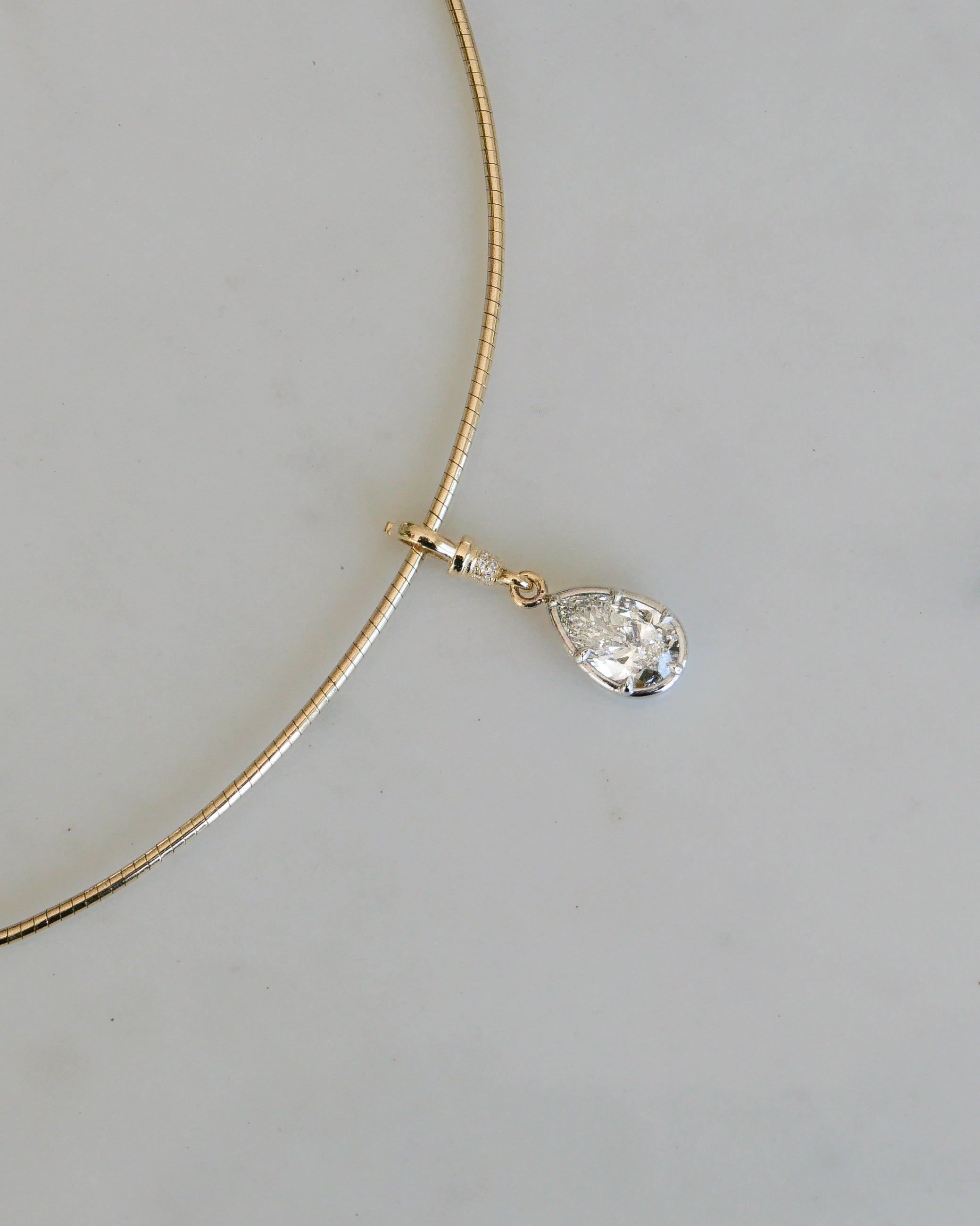 Georgian Pear Diamond Drop Pendant