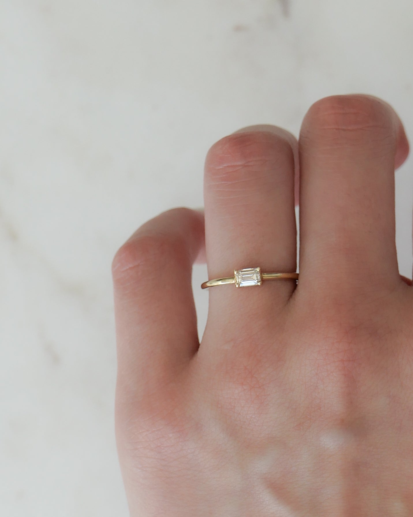 Lior East-West Emerald Diamond Ring