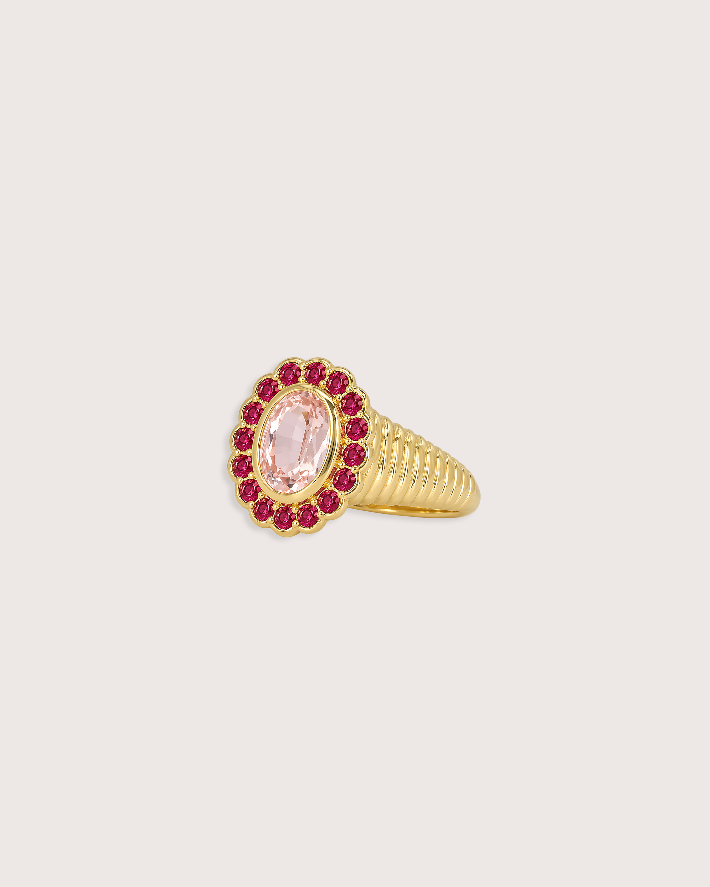 Nora Halo Signet Ring in Morganite