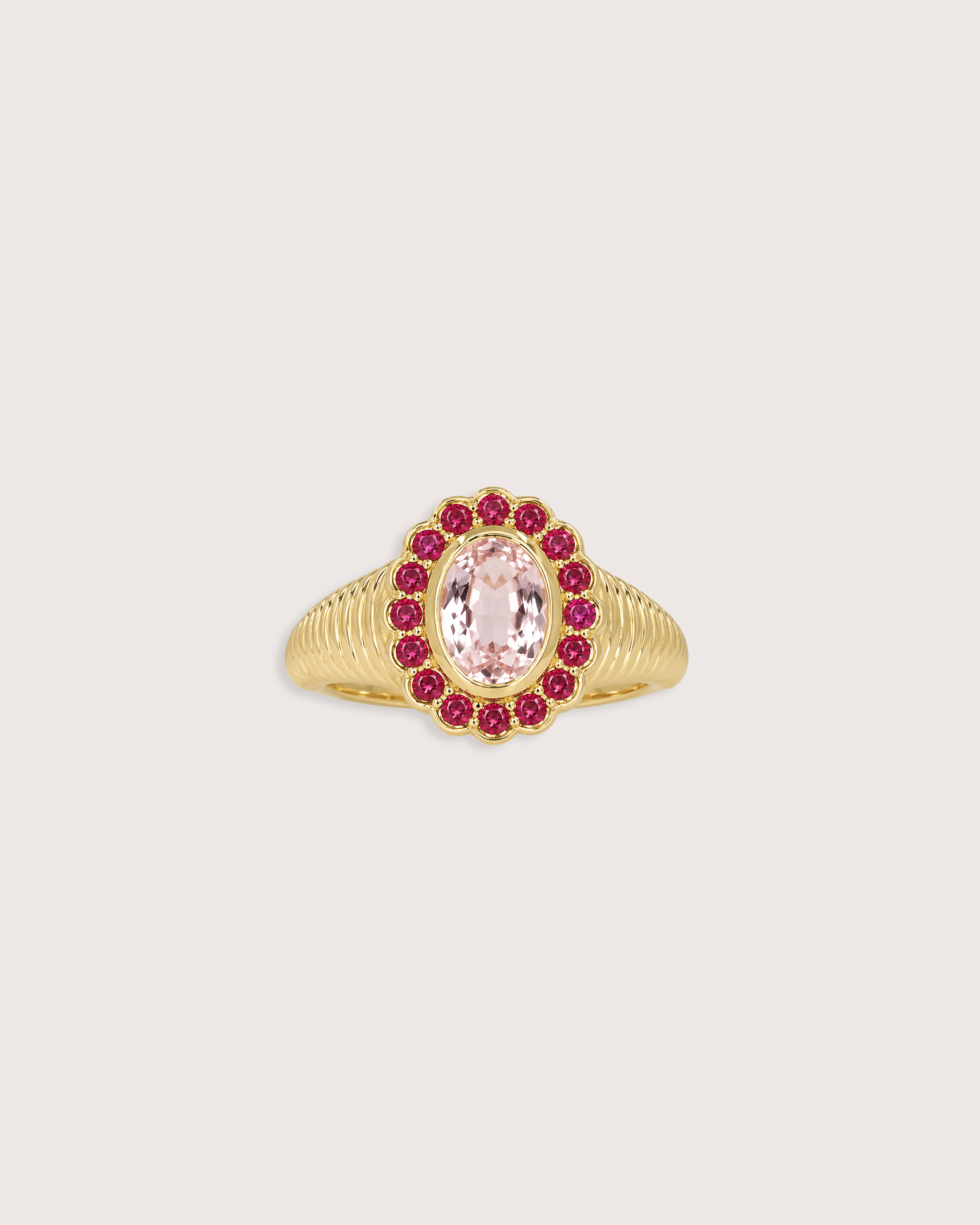 Nora Halo Signet Ring in Morganite