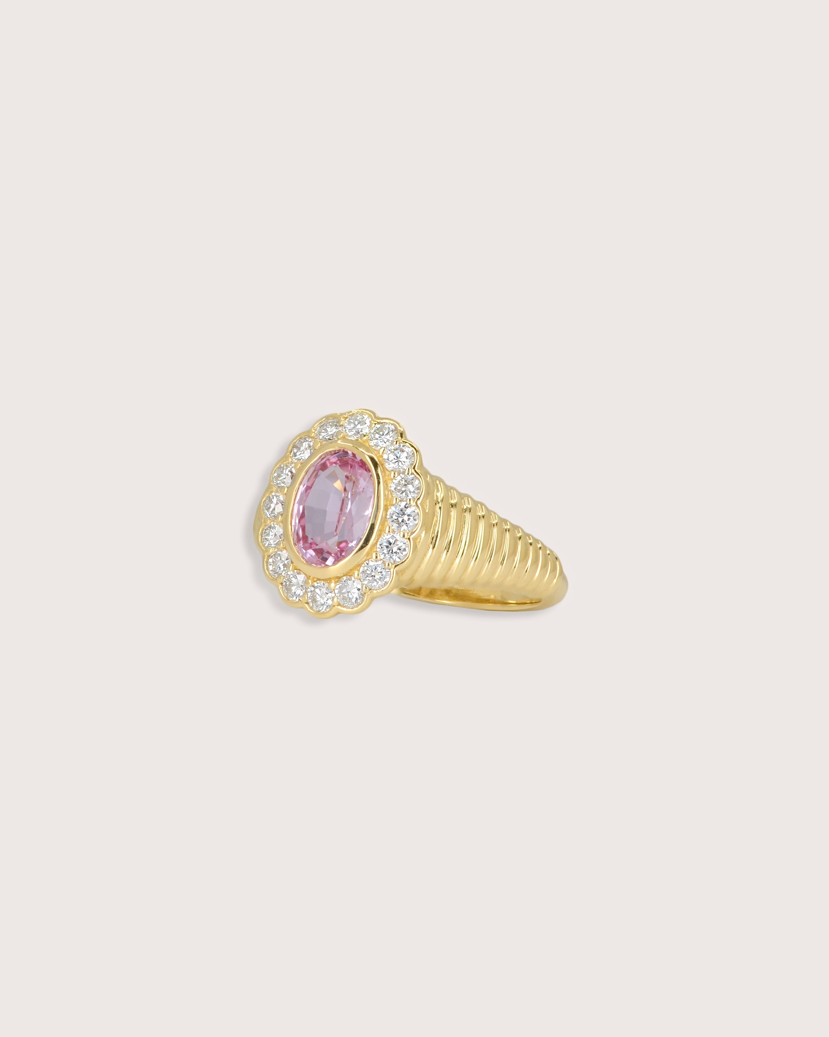 Nora Halo Signet Ring in Pink Sapphire