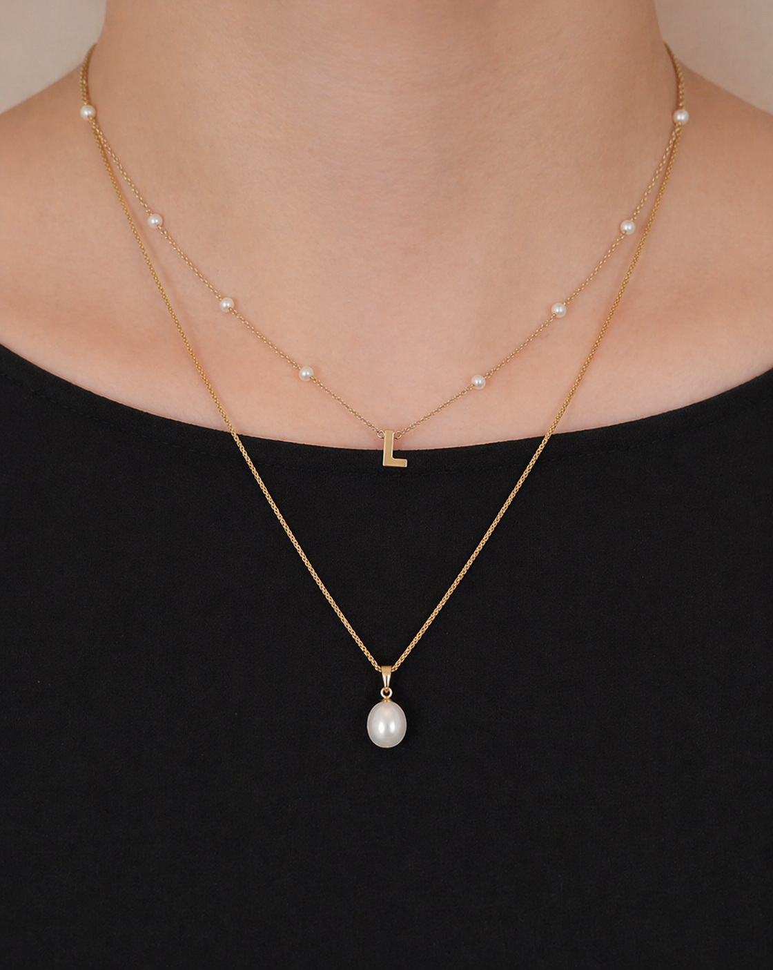 Pearl Initial Necklace