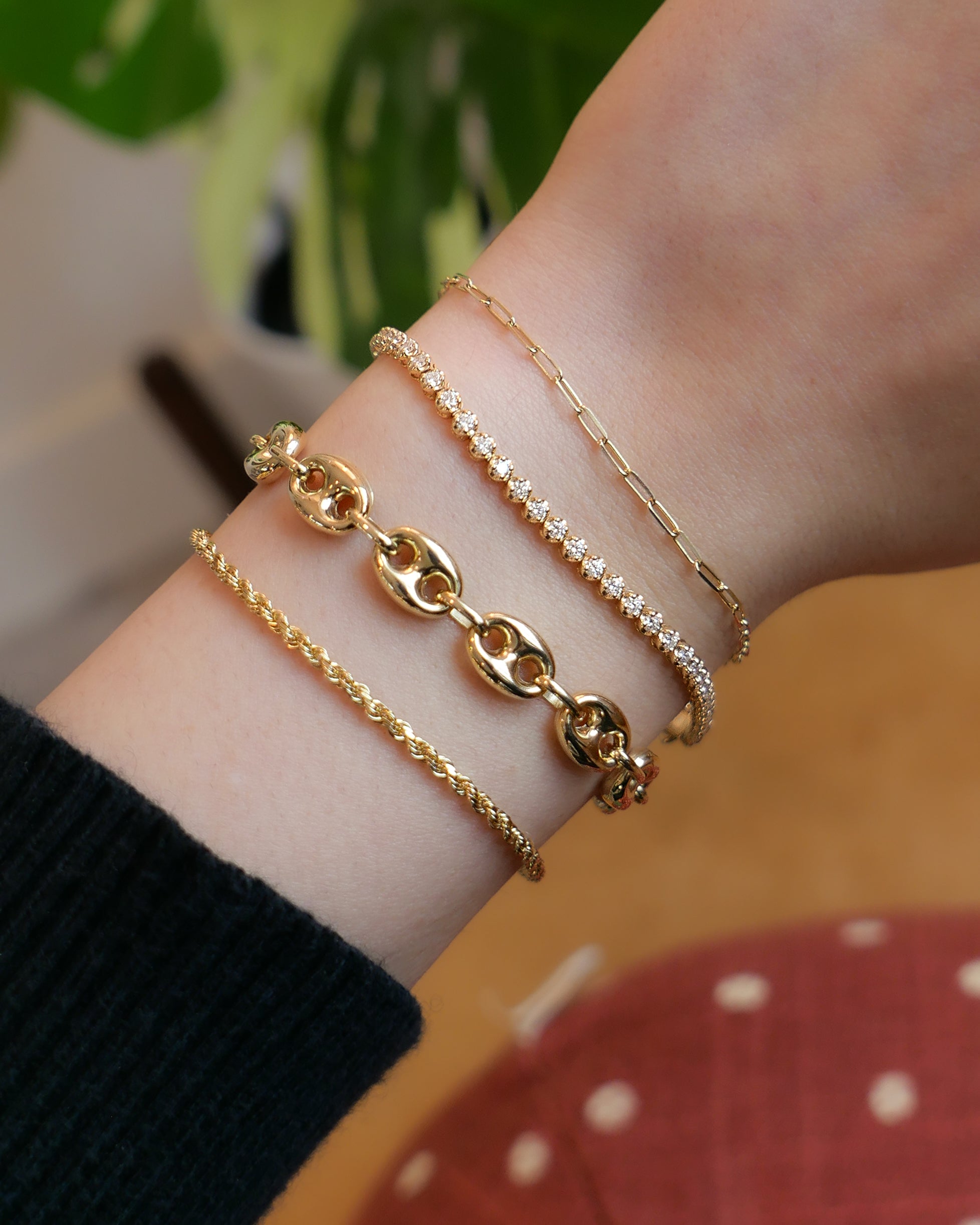 Puffed Mariner Chain Bracelet