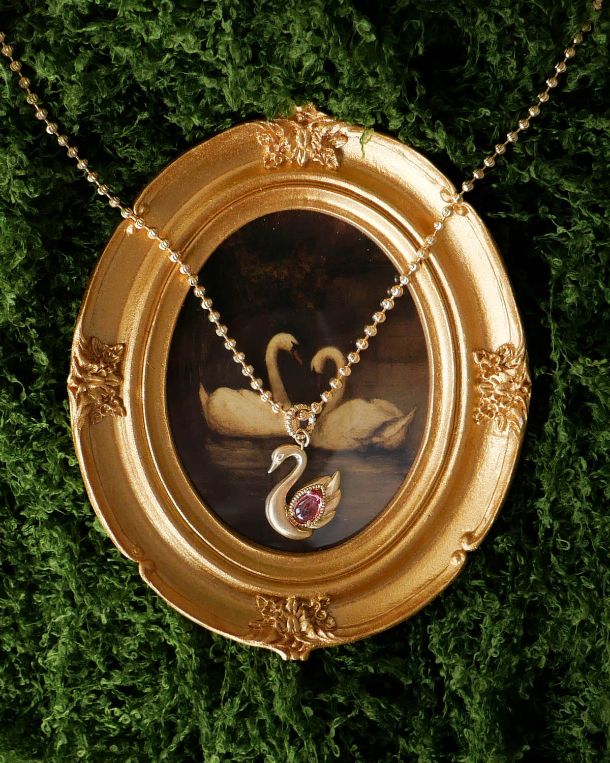 The Odette Swan Pendant in Pink Tourmaline - One of One